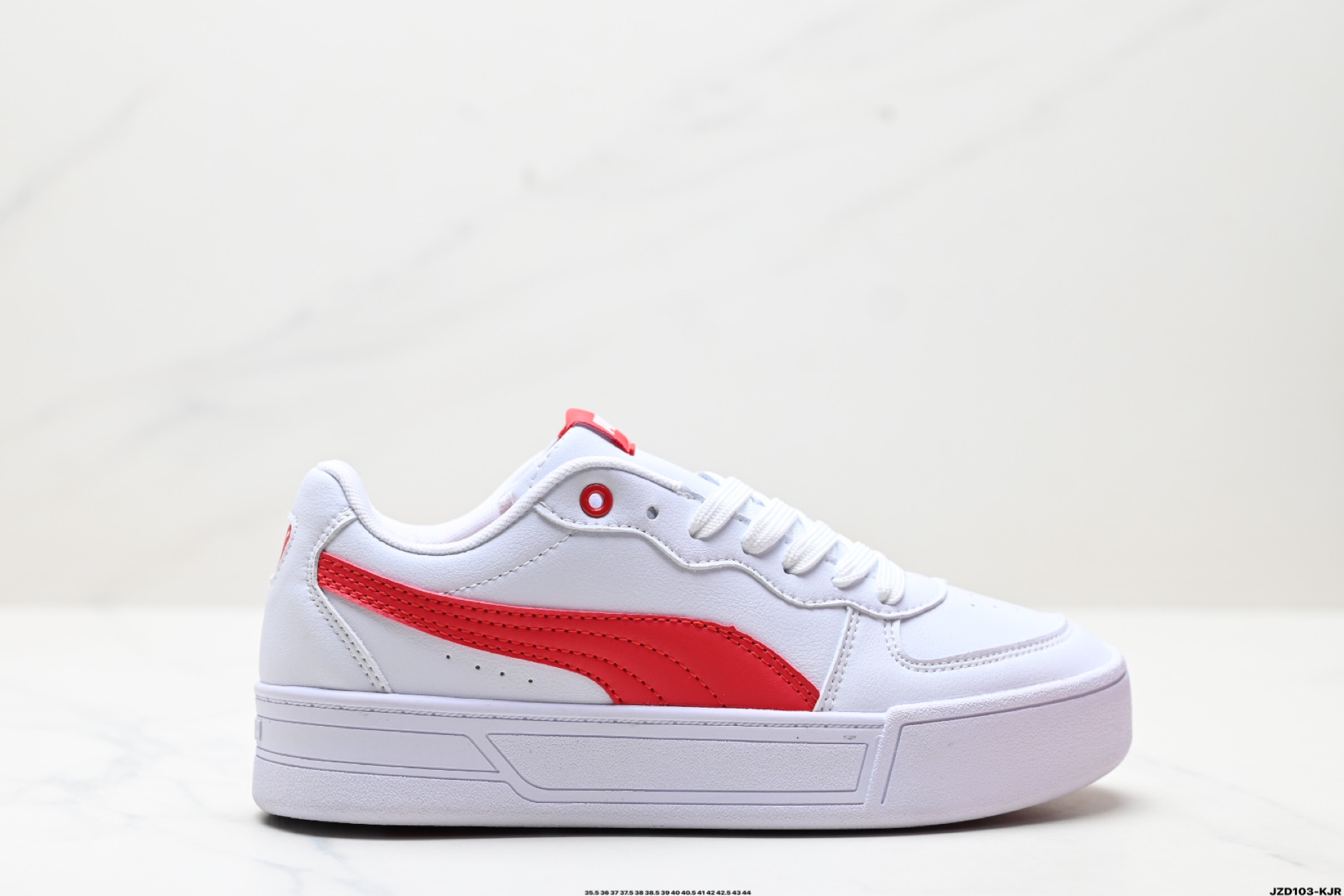 Puma Skye Leather Platform Sneakers White/Red