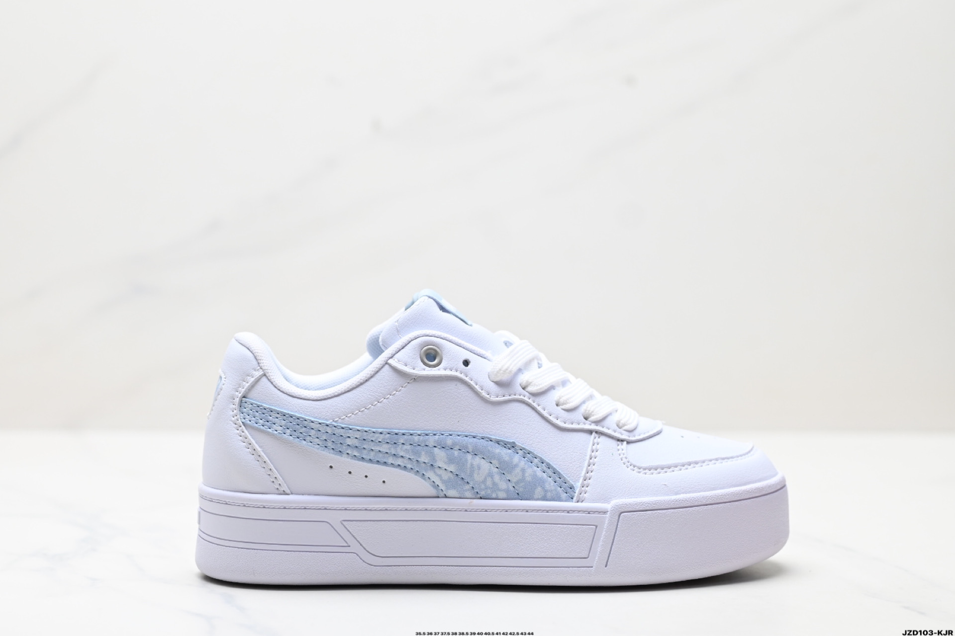 Puma Skye Leather Platform Sneaker White/Light Blue