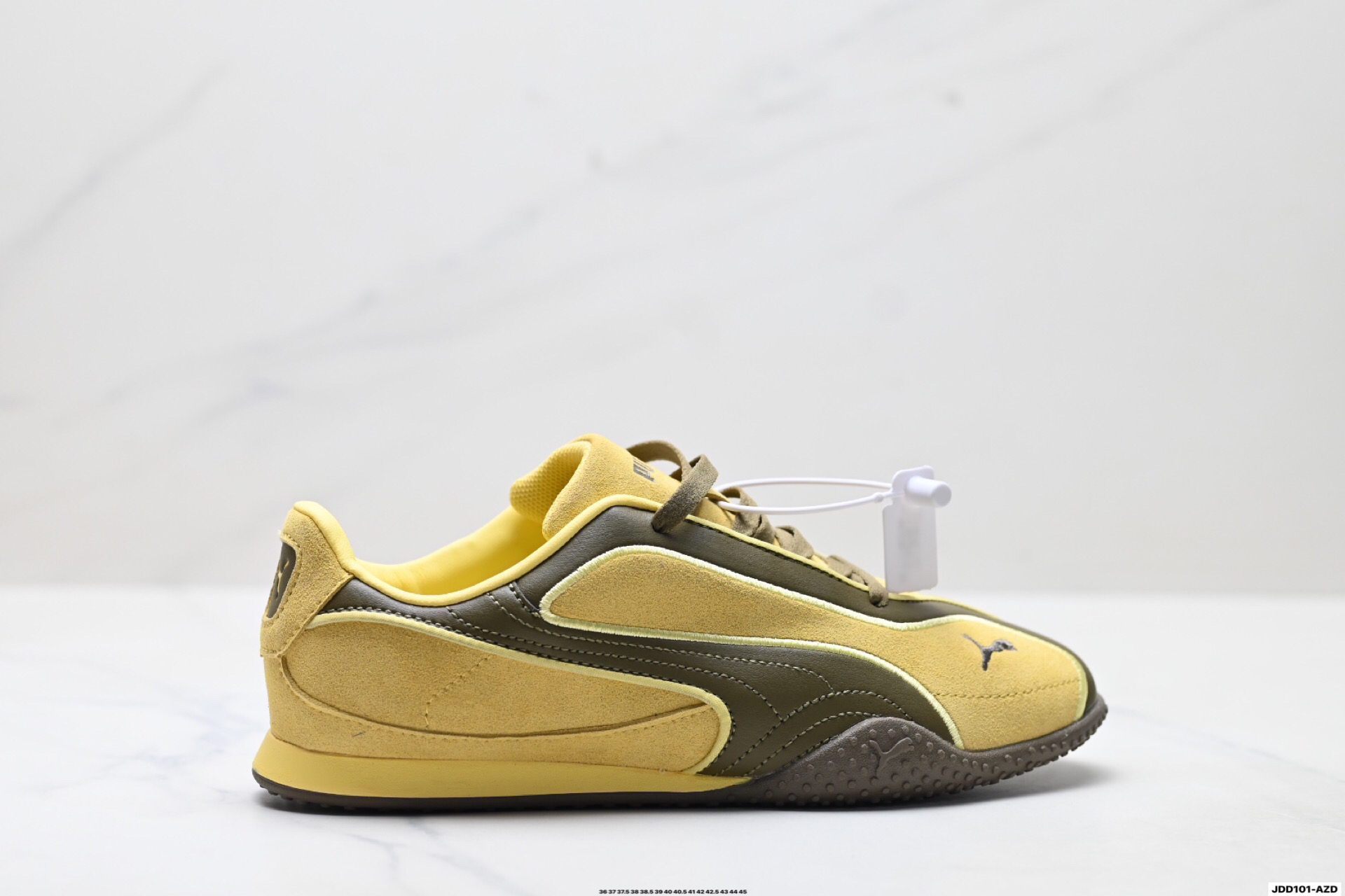 PUMA Bella V2 Leather Low-Top Trainer Yellow/Olive