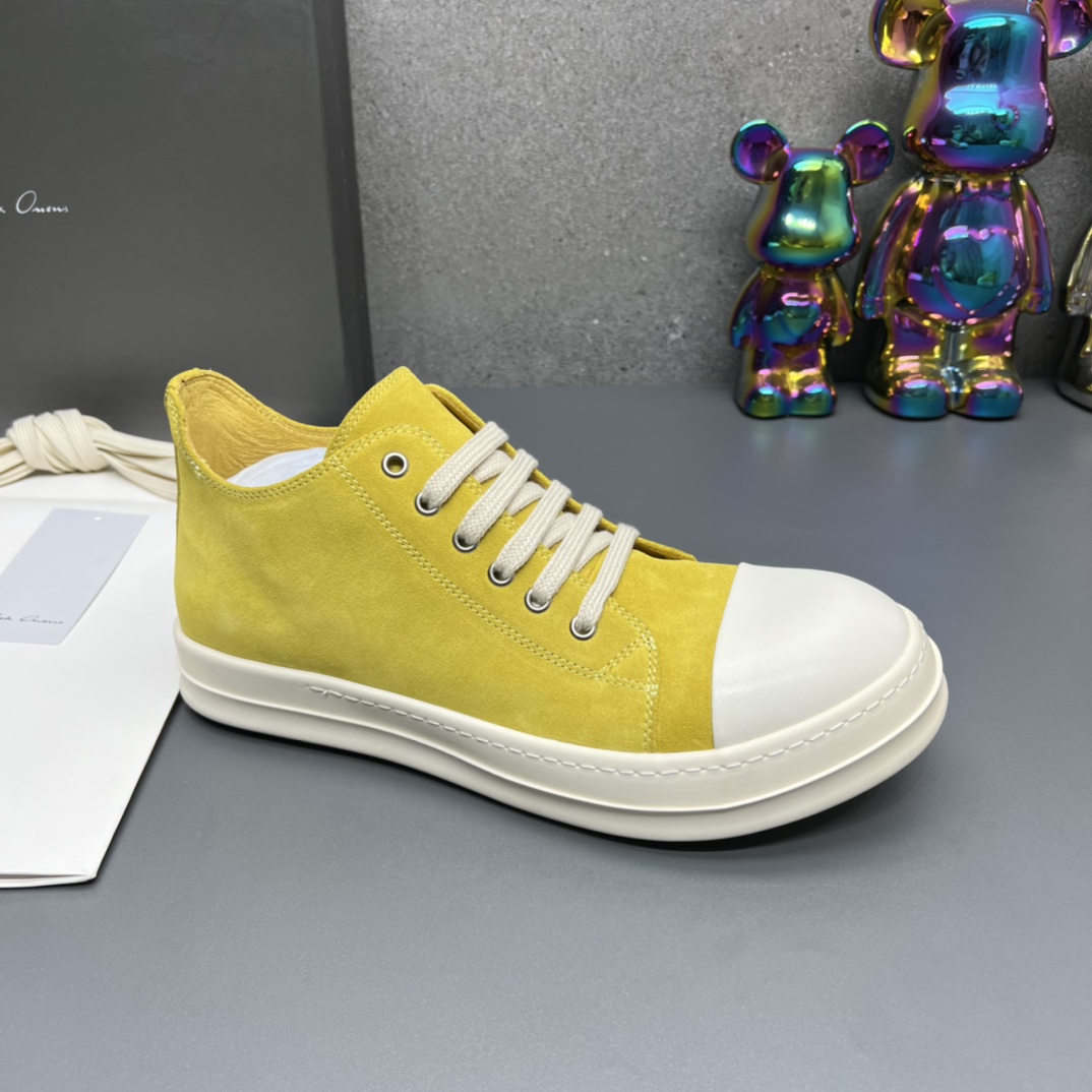 Rick Owens Suede Low-Top Sneakers Yellow