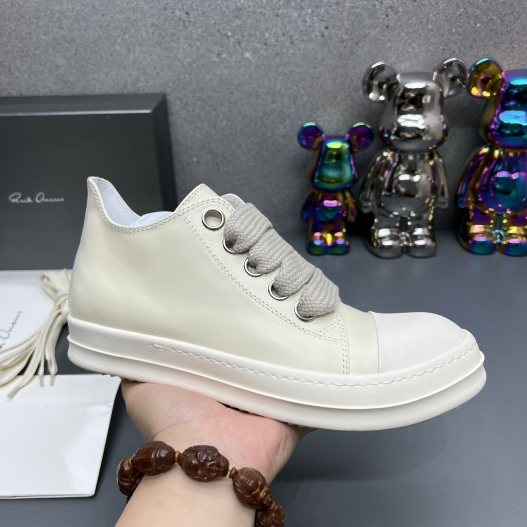 Rick Owens Minimal Low-Top Sneakers Beige