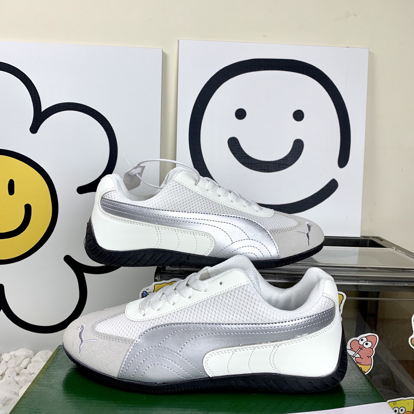 Puma Mesh Low-Top Sneakers White Grey