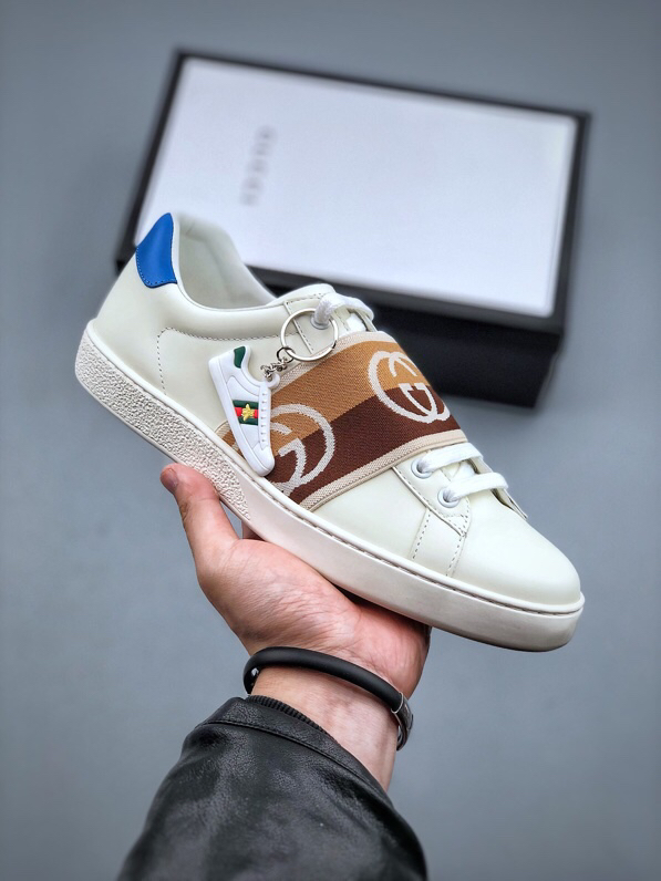 Gucci Logo Strap Low-Top Sneakers White/Blue