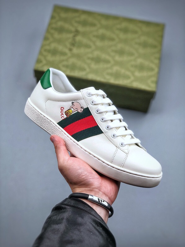 Gucci Bee Web Leather Sneakers Multicolor