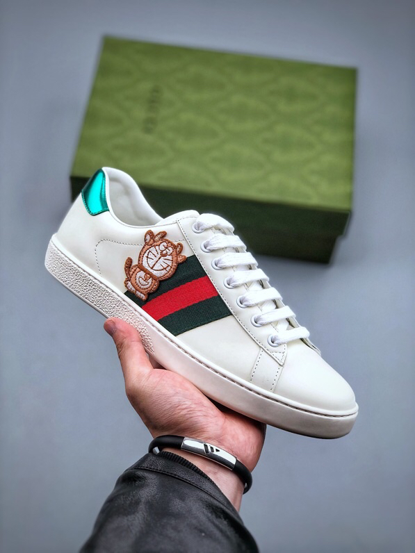 Gucci Ace Bee Leather Sneakers White/Green
