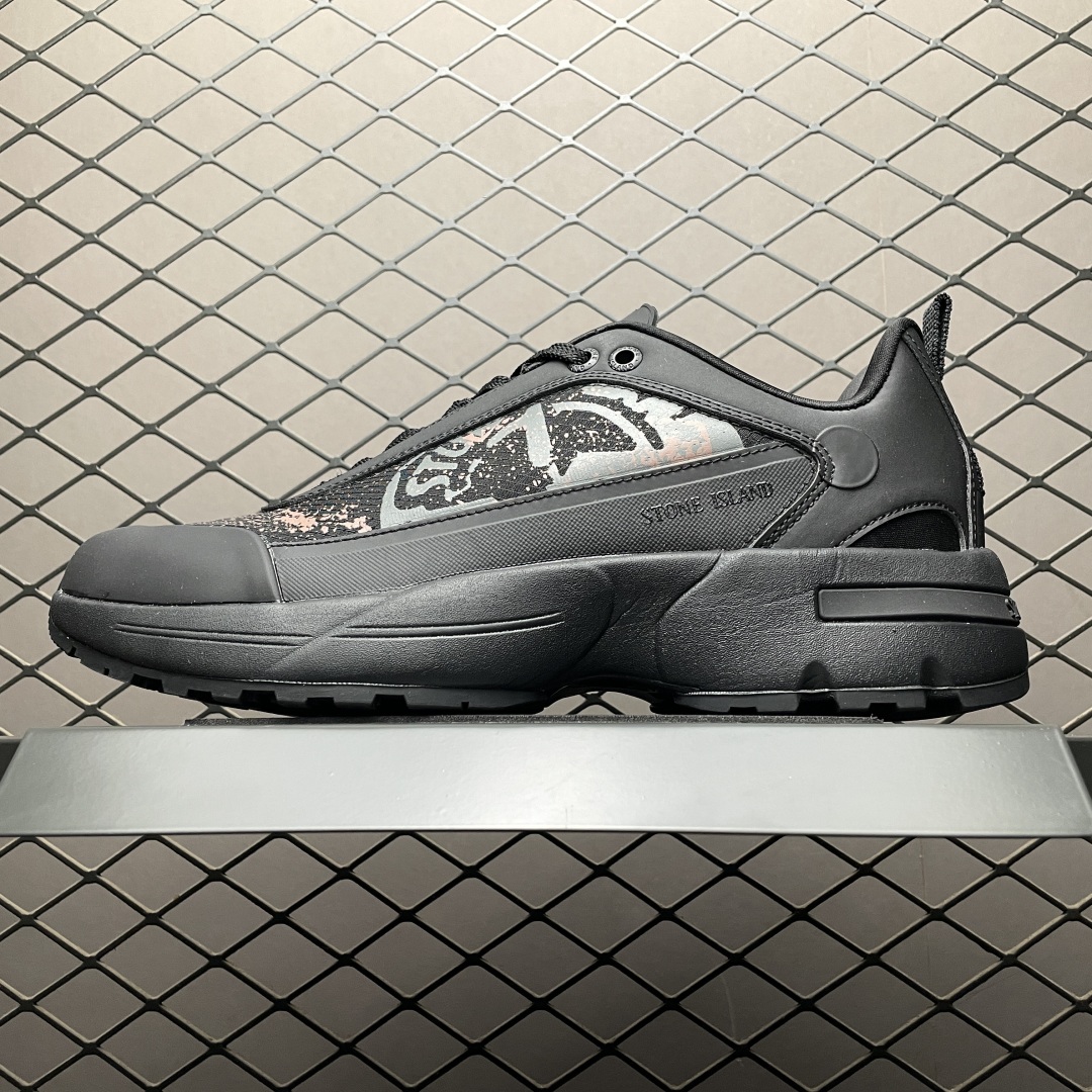 Stone Island Grime Panelled Mesh Sneakers White/Black