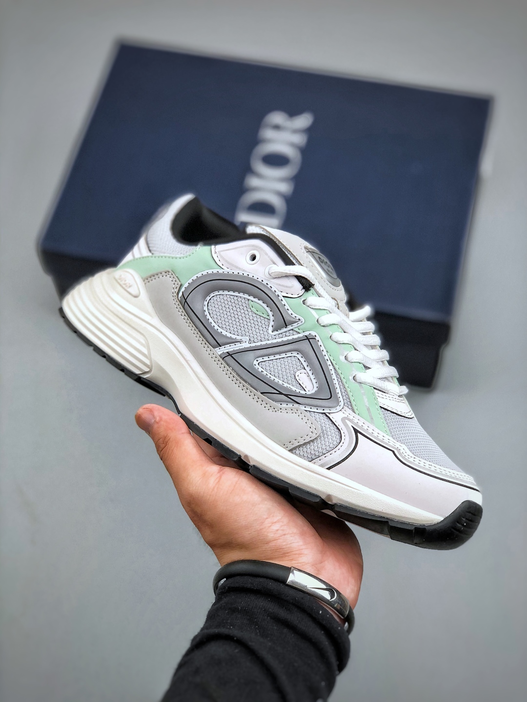 Dior B30 Chunky Sneakers White Grey Mint