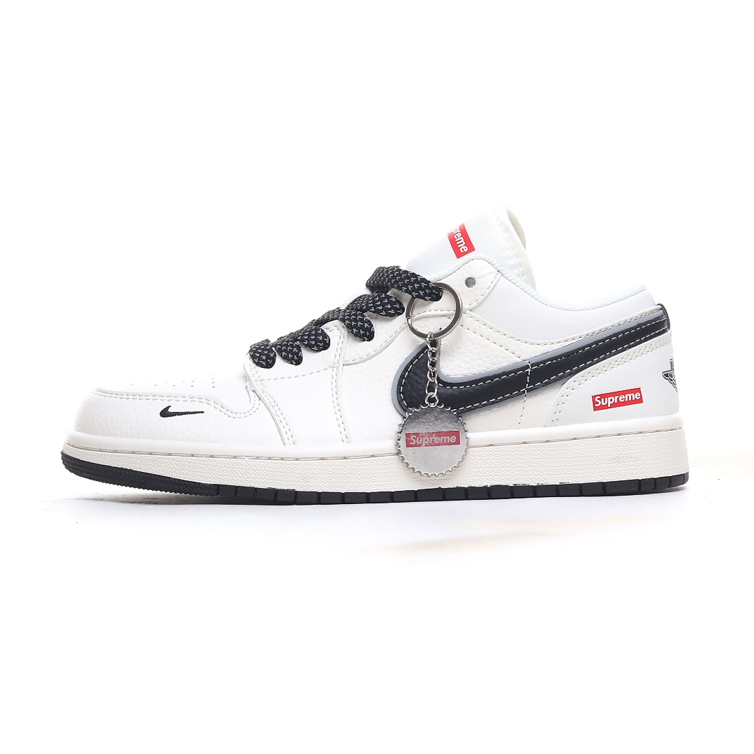 Jordan 1 Low Supreme Collab Sneakers White/Black