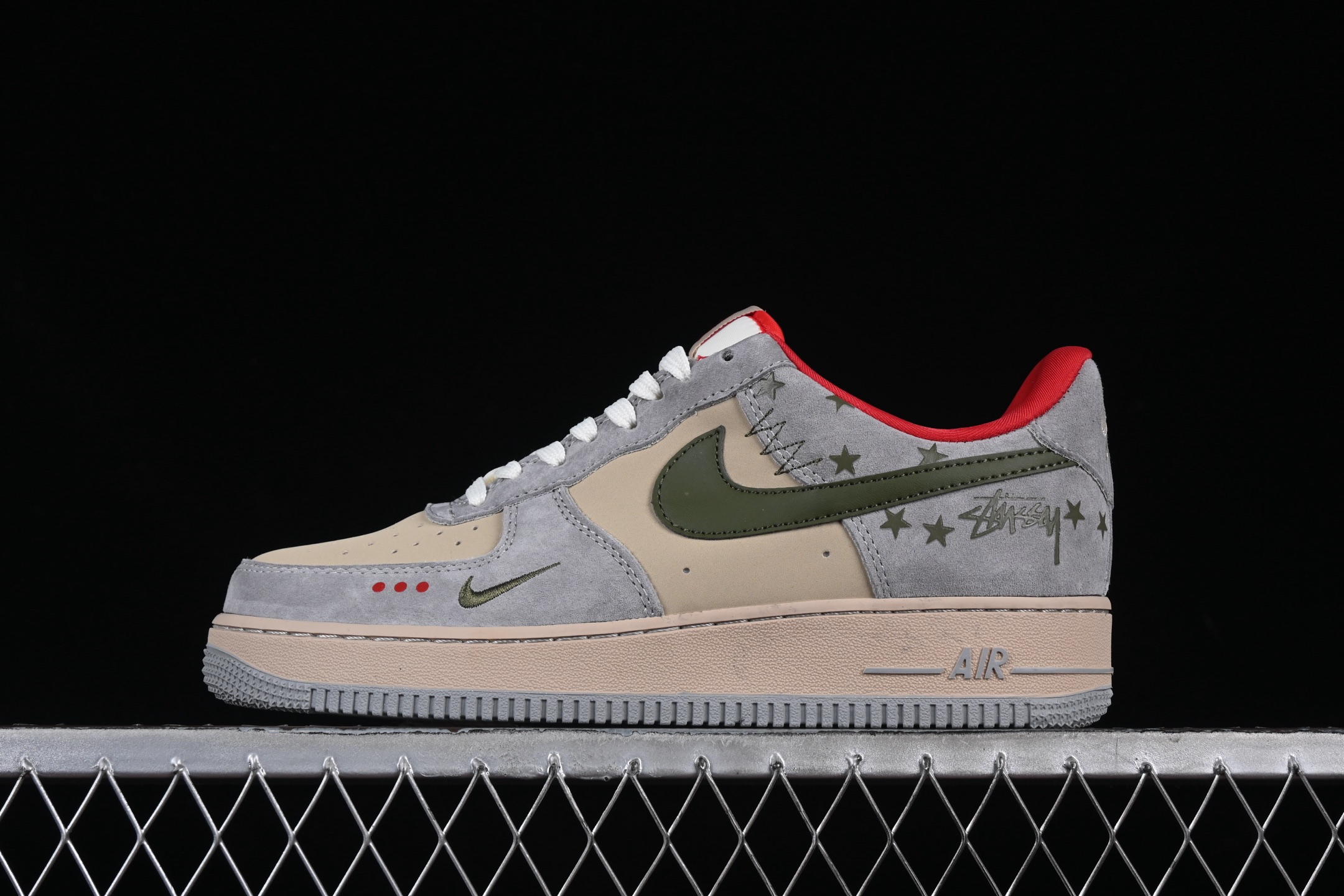 Nike Air Force 1 Low Stussy Stars Sneakers Grey/Olive