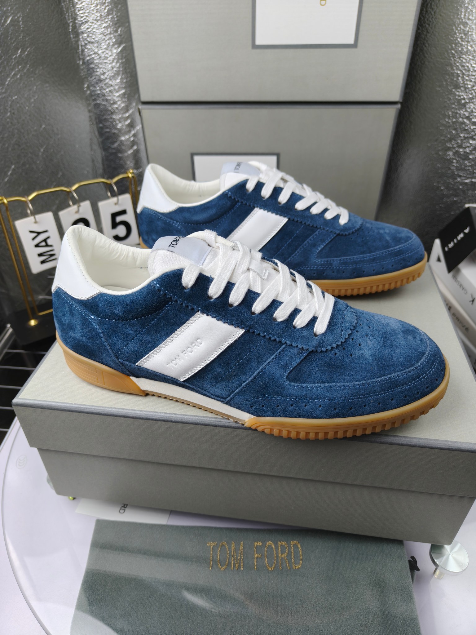 Tom Ford Suede Low-Top Sneakers Blue