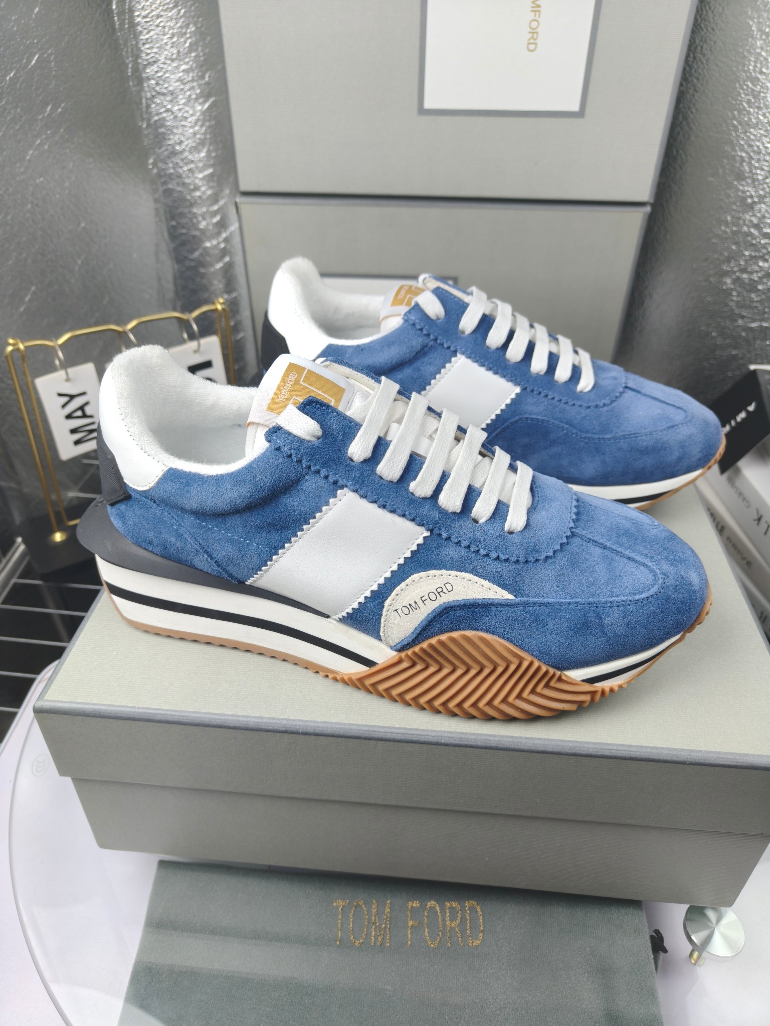 Tom Ford Retro Suede Runner Sneakers Blue