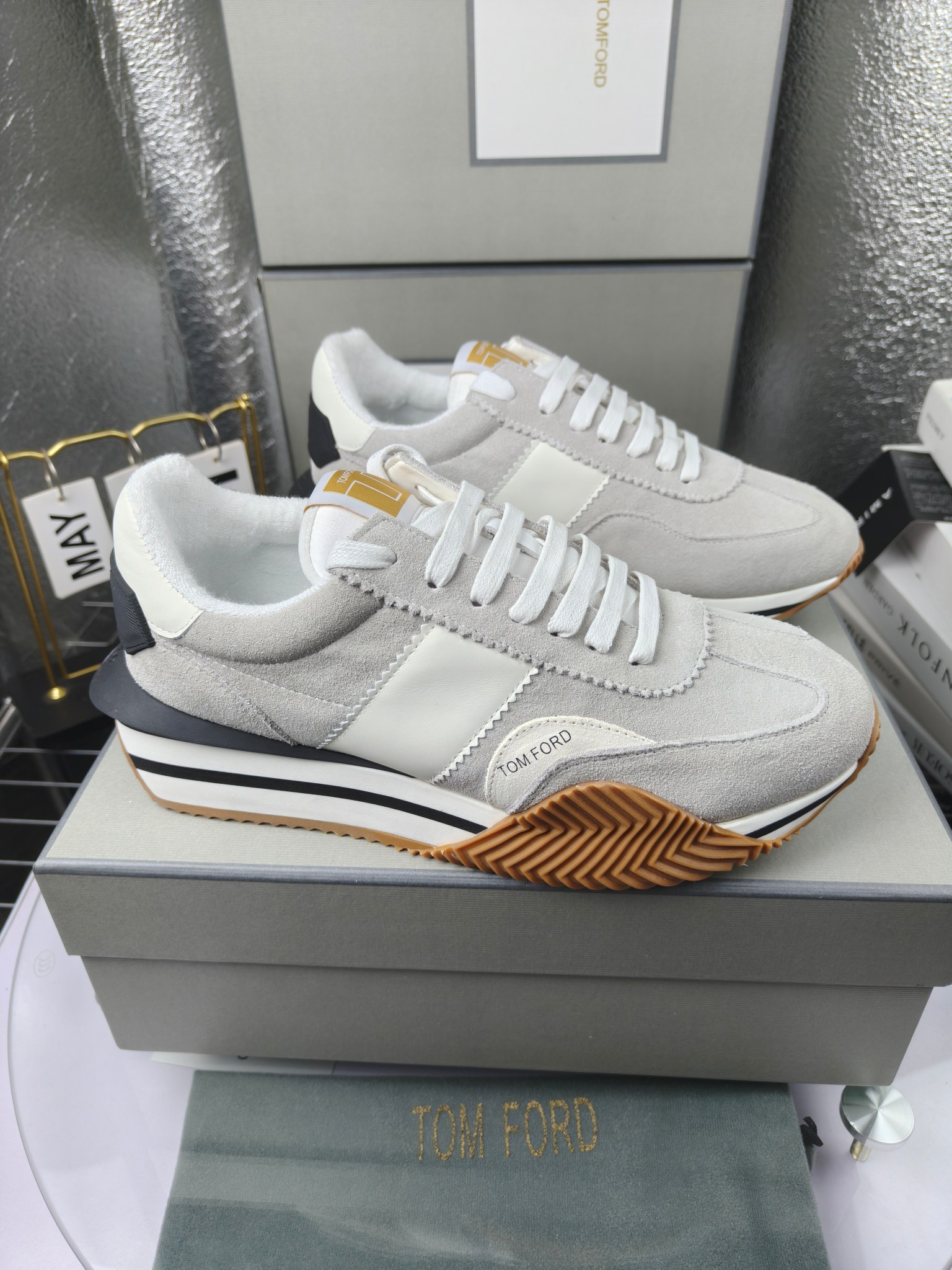 Tom Ford Retro Suede Sneakers Grey