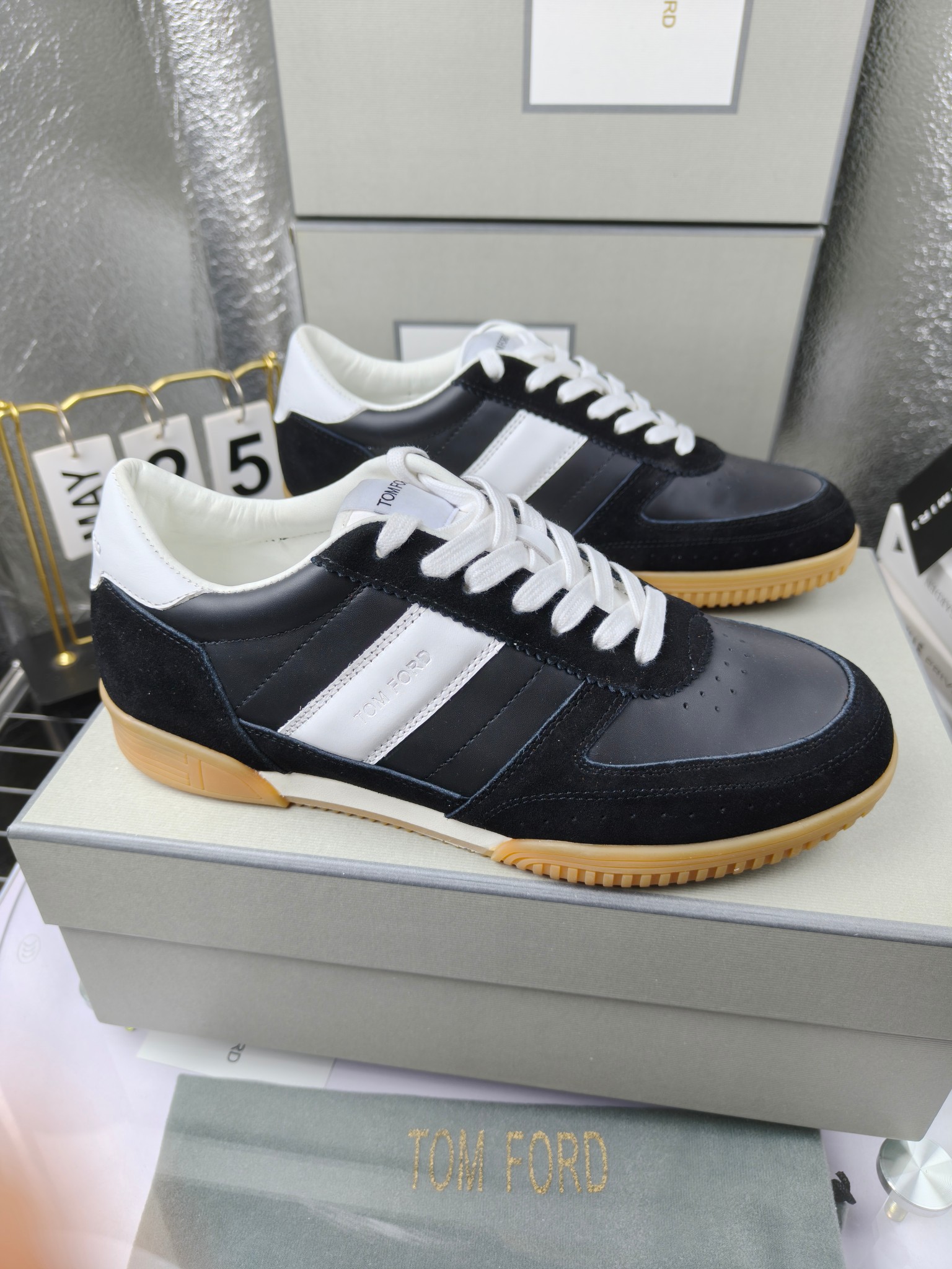 Tom Ford Couple Low-Top Sneakers Black/White