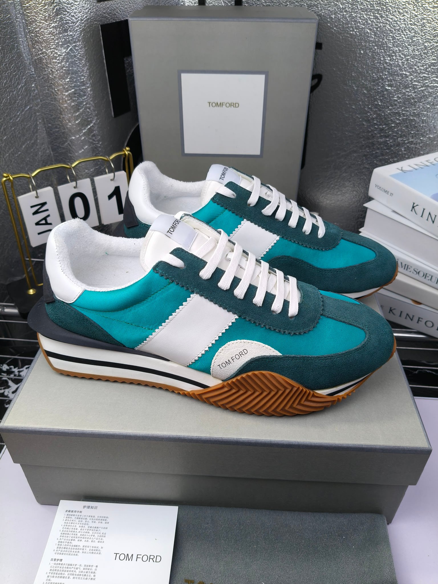 Tom Ford Retro Runner Sneakers Teal