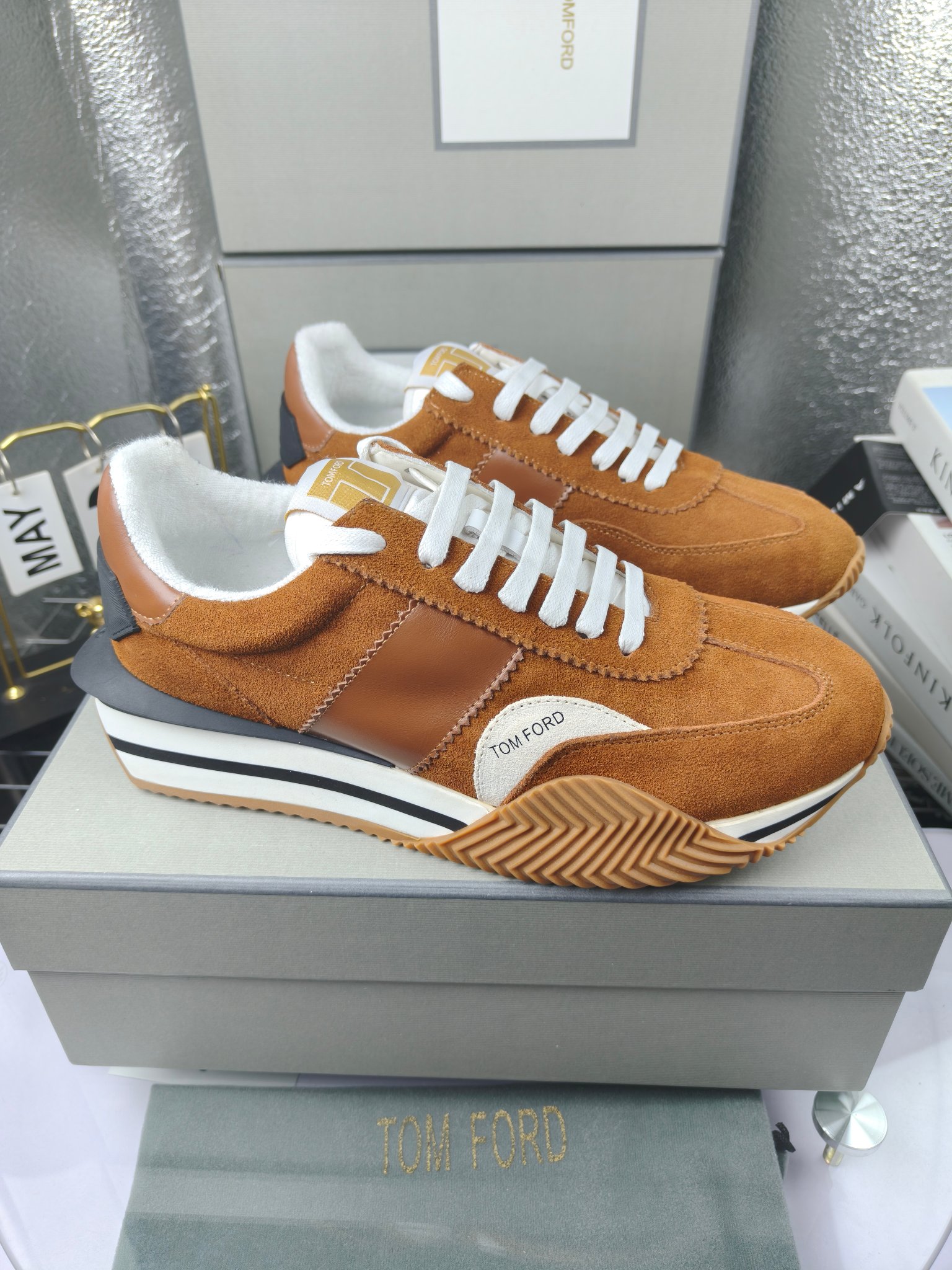 Tom Ford Retro Suede Sneakers Brown