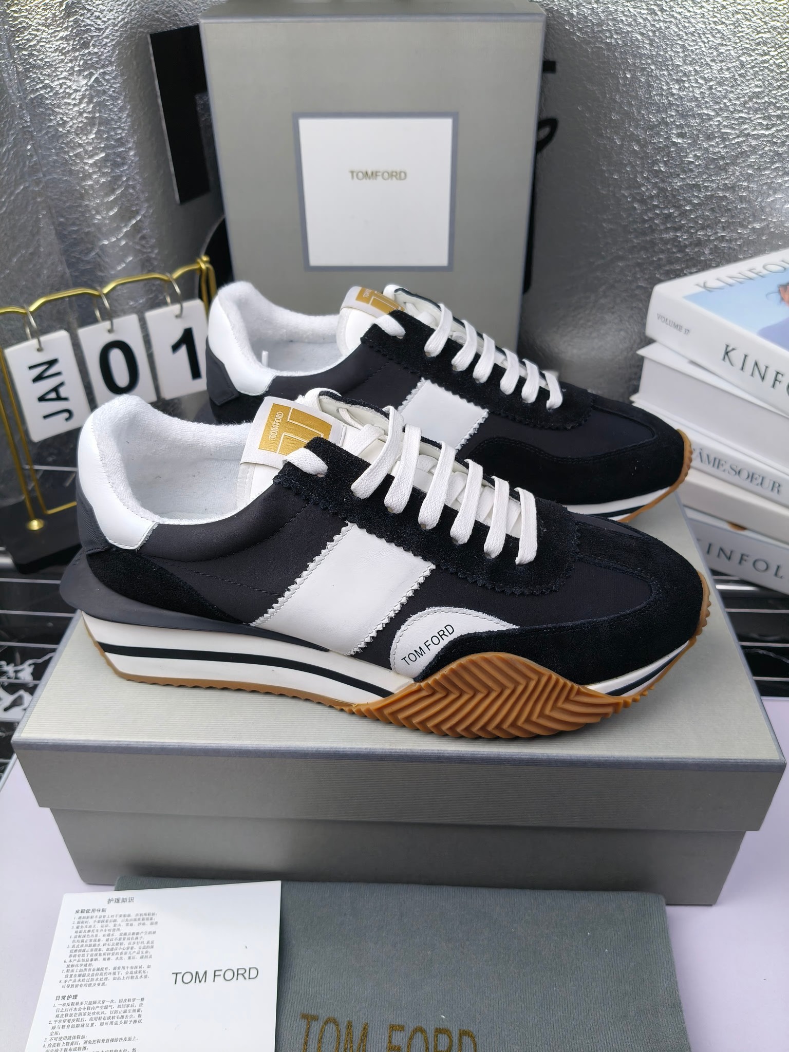 Tom Ford Retro Lift Sneakers Black/White