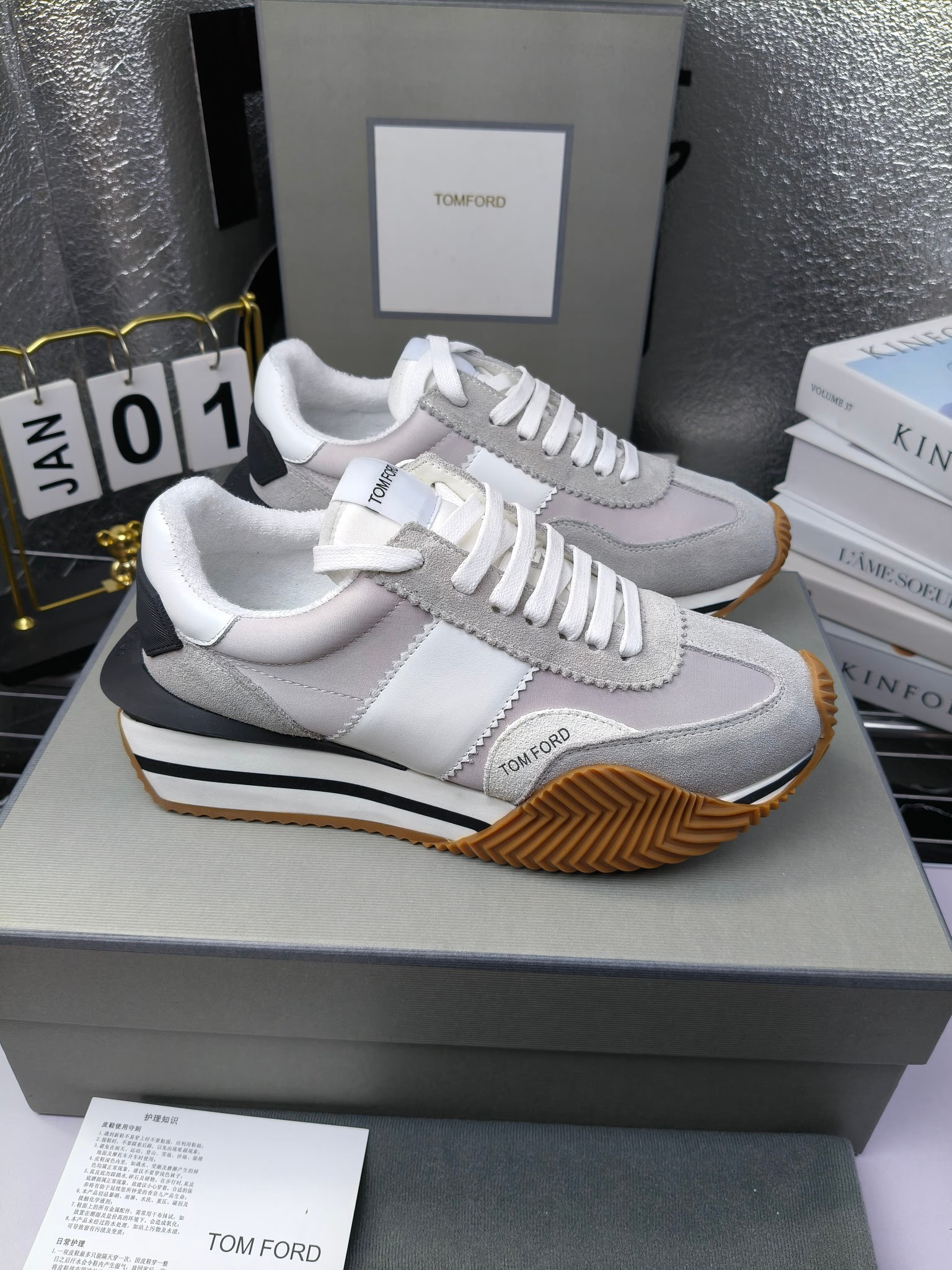Tom Ford Retro Platform Sneakers Grey/White