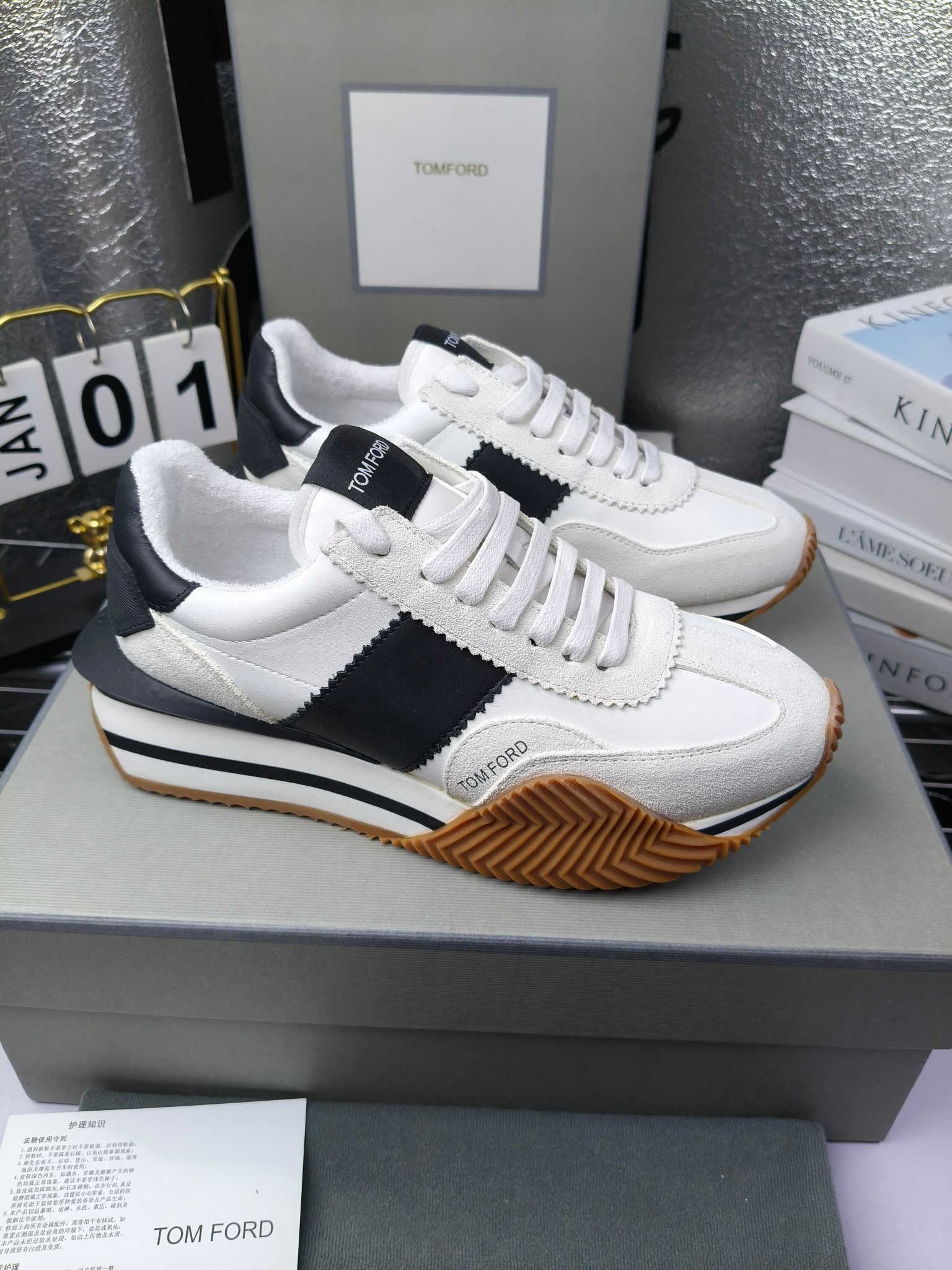 Tom Ford Retro Platform Sneakers White Black