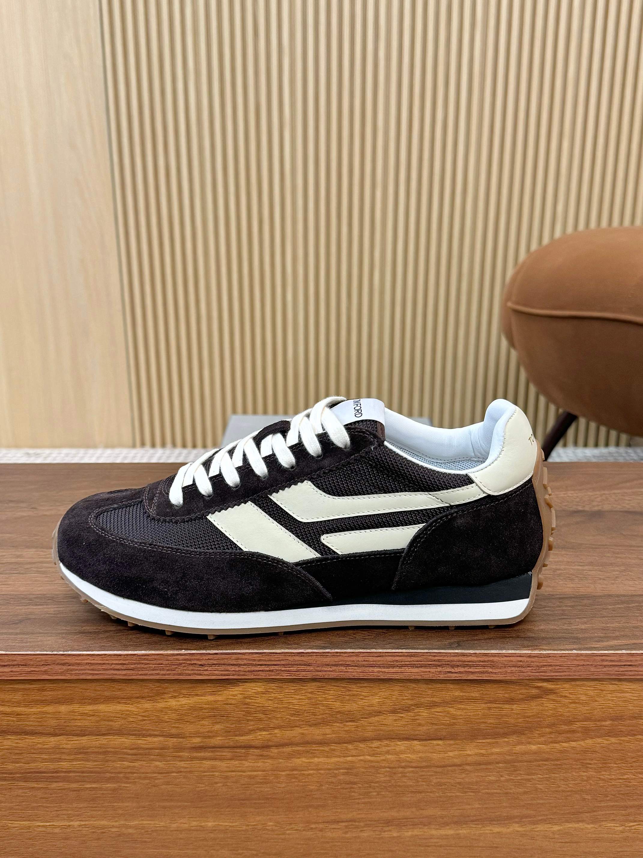 Tom Ford Retro Low-Top Sneakers Black/White