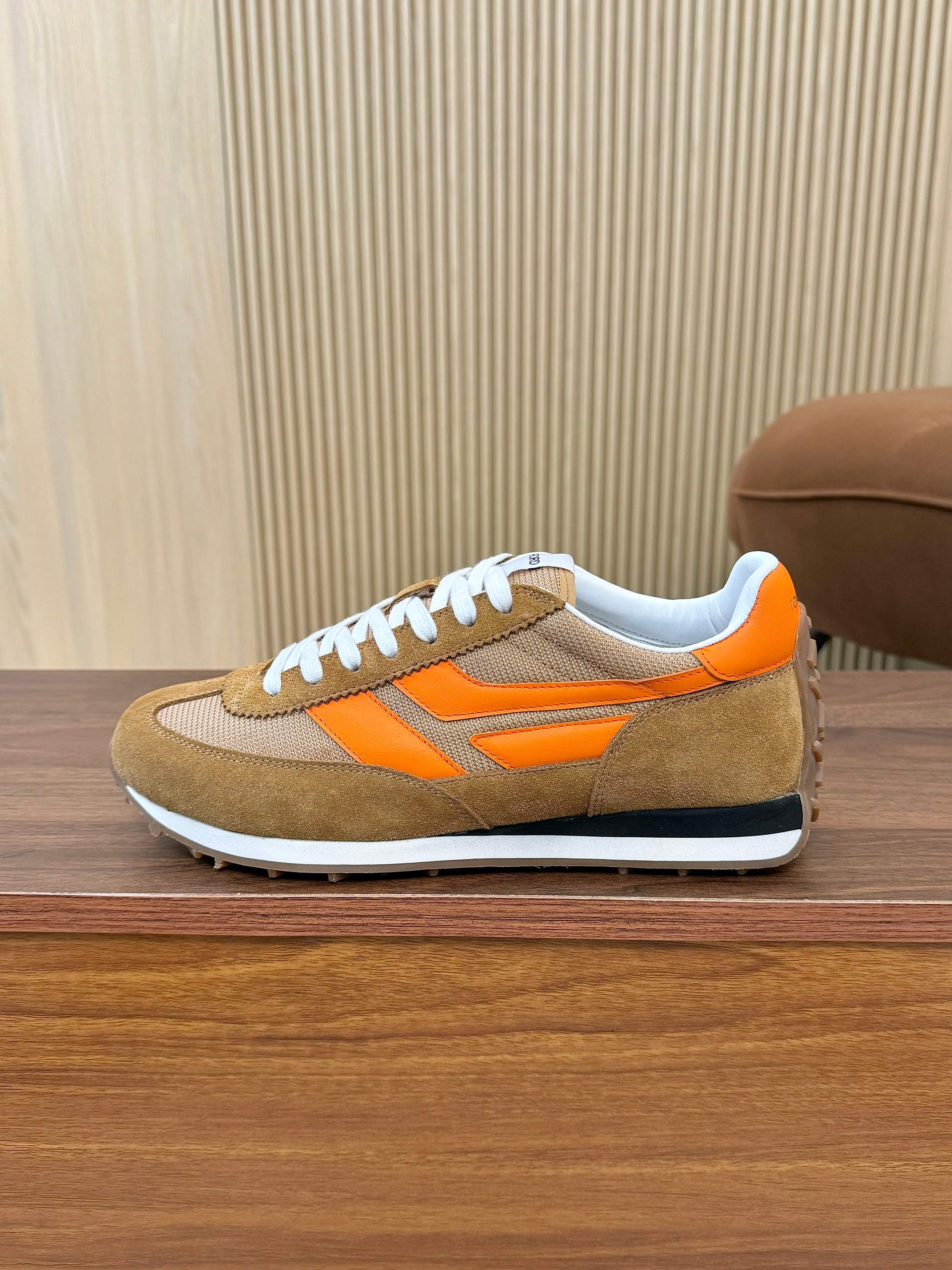 Tom Ford Retro Low-Top Sneakers Tan/Orange