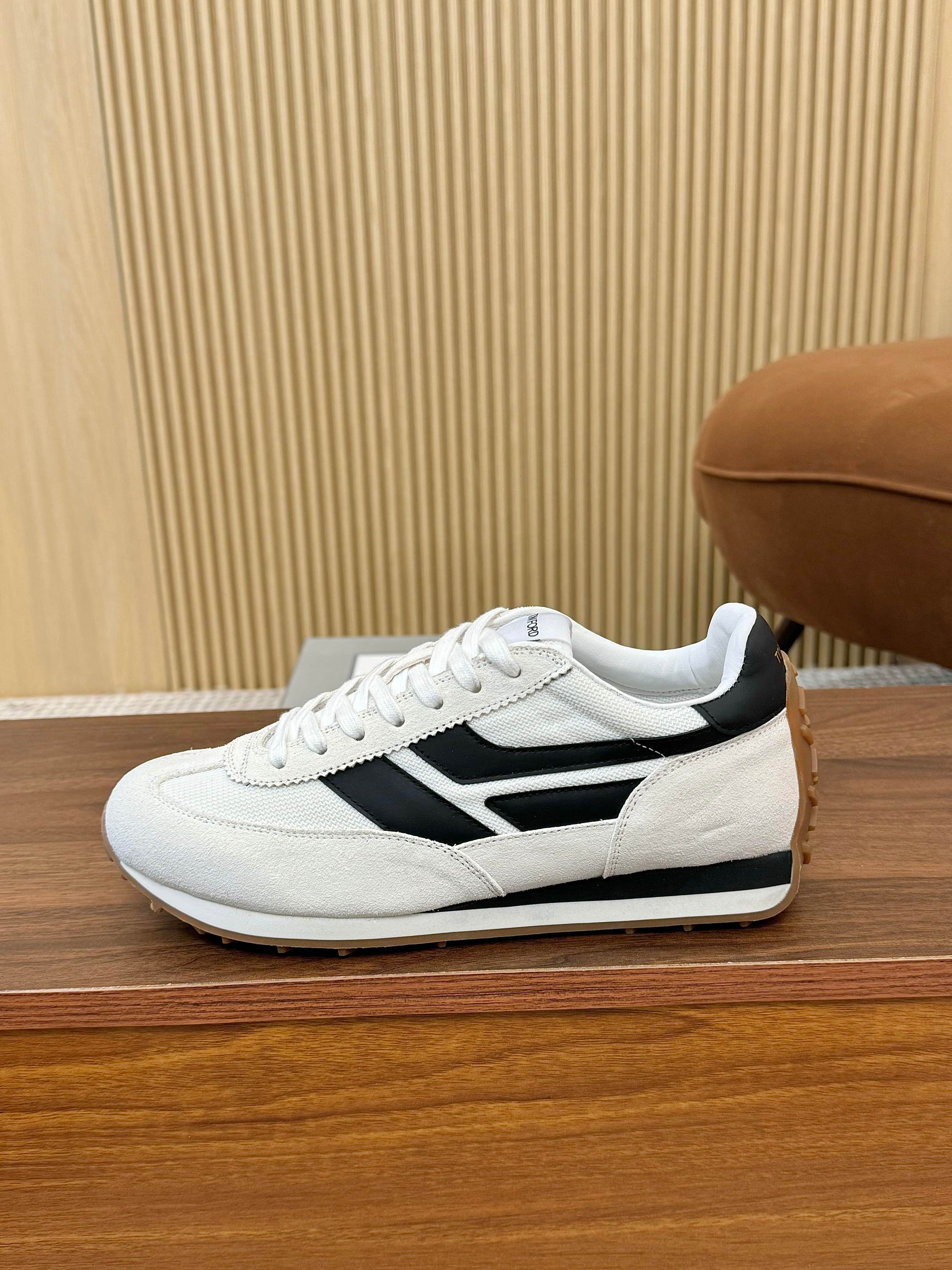 Tom Ford Retro Low-Top Sneakers White/Black