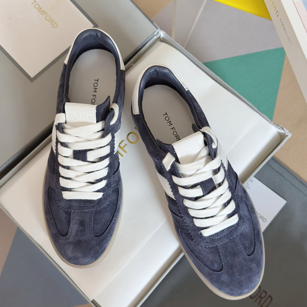 Tom Ford Suede Trainer Sneakers Navy/White