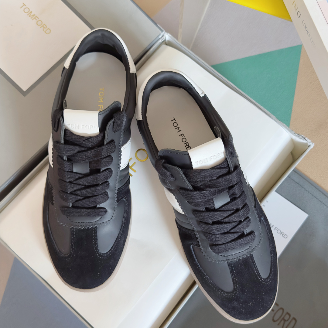 Tom Ford Terence Suede Leather Sneakers Black/White