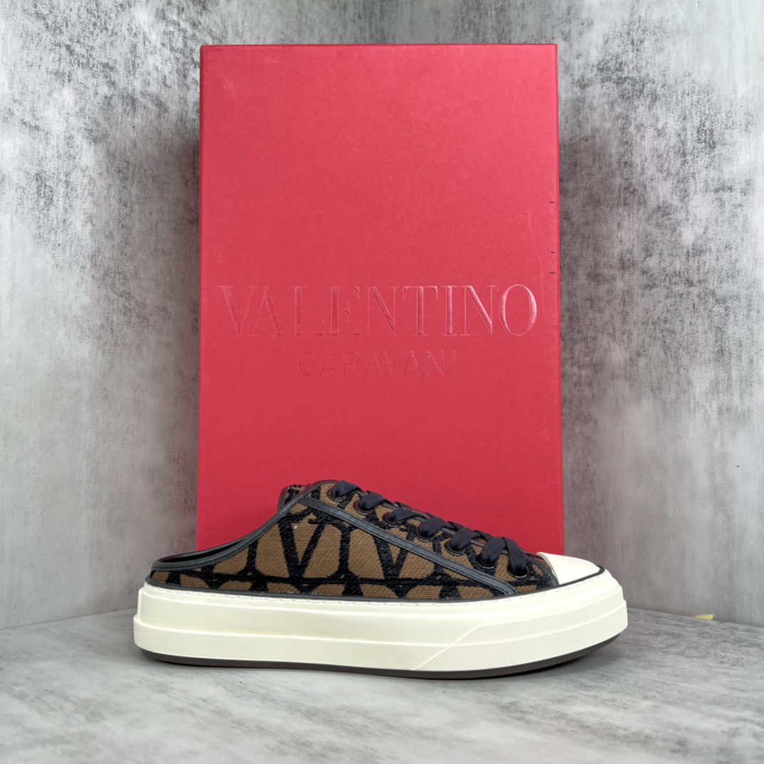 Valentino Garavani V Logo Low-Top Mule Sneakers Brown/Black