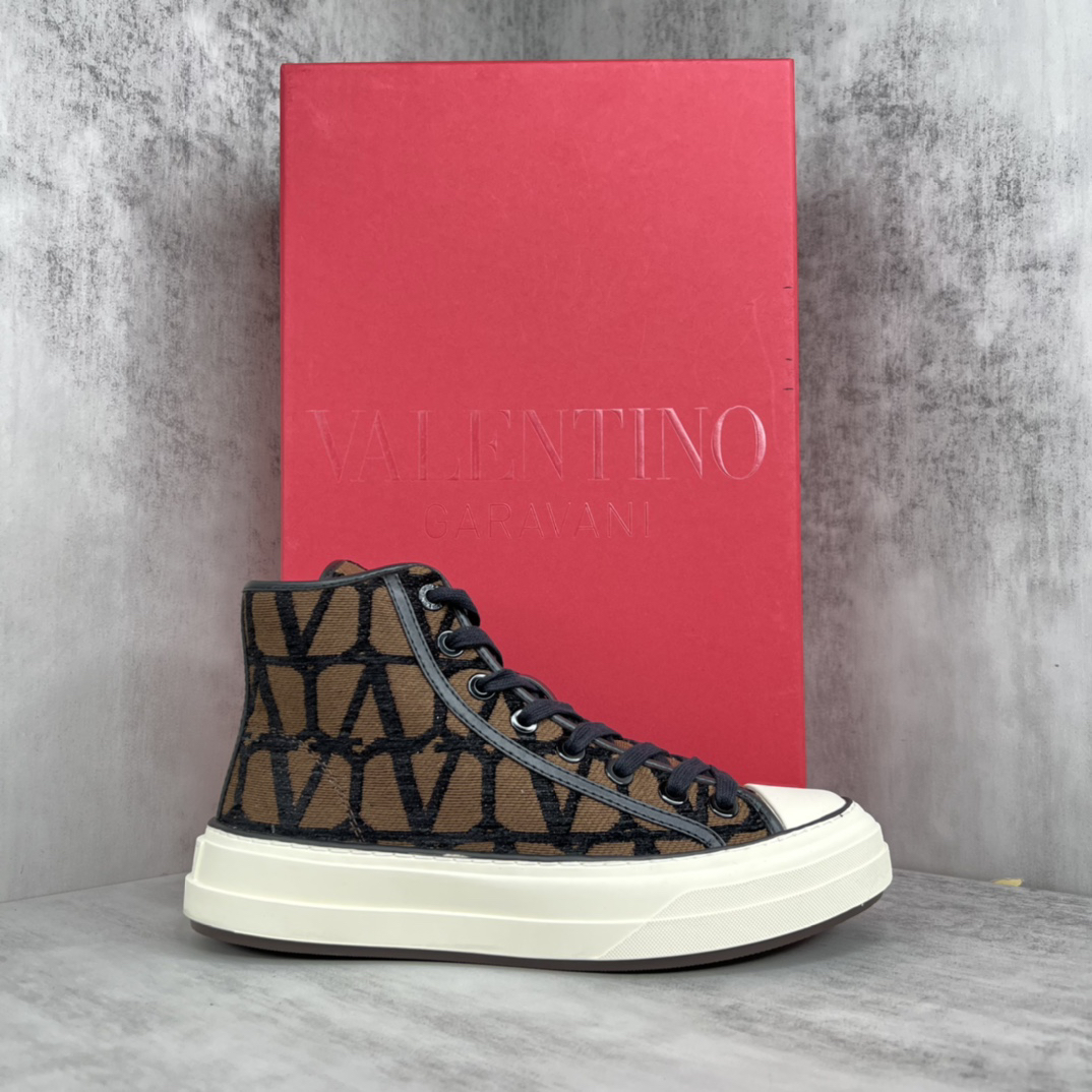 Valentino Garavani V-Logo High-Top Sneakers Brown/Black