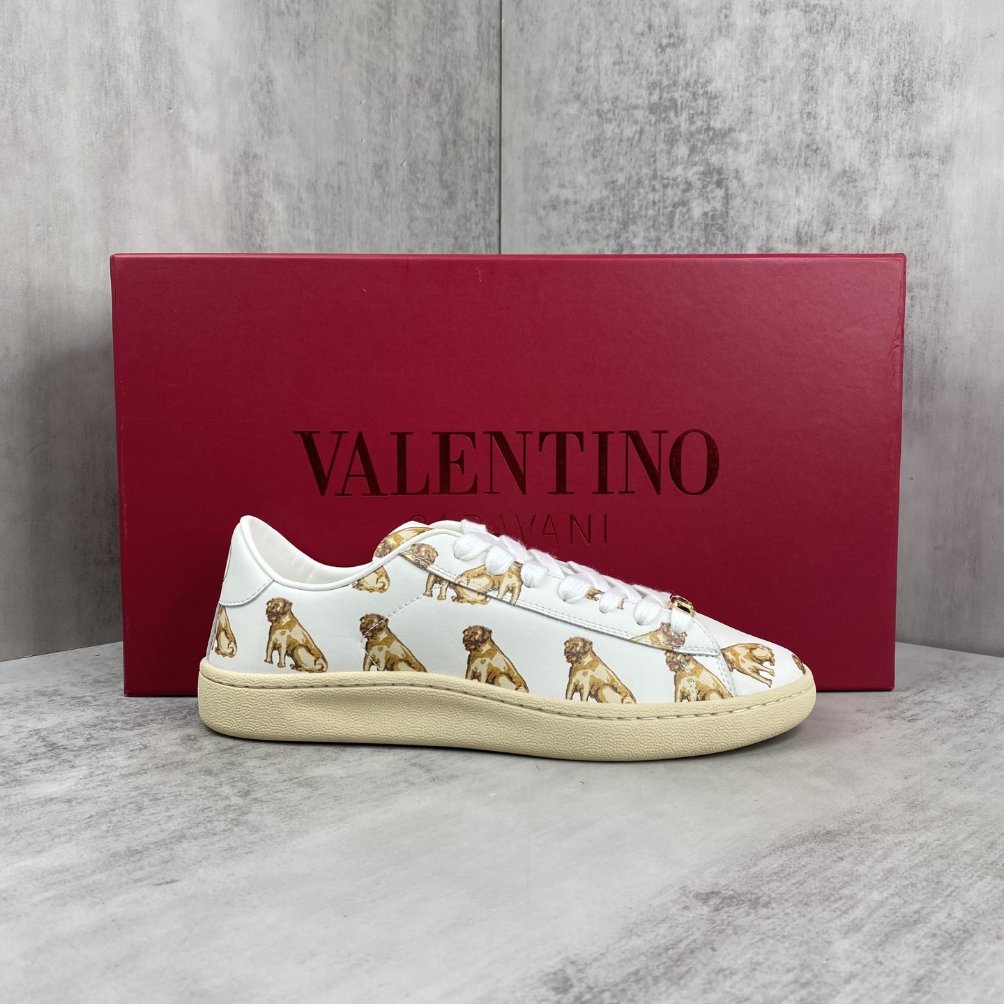 Valentino Dog Print Low-Top Sneakers White