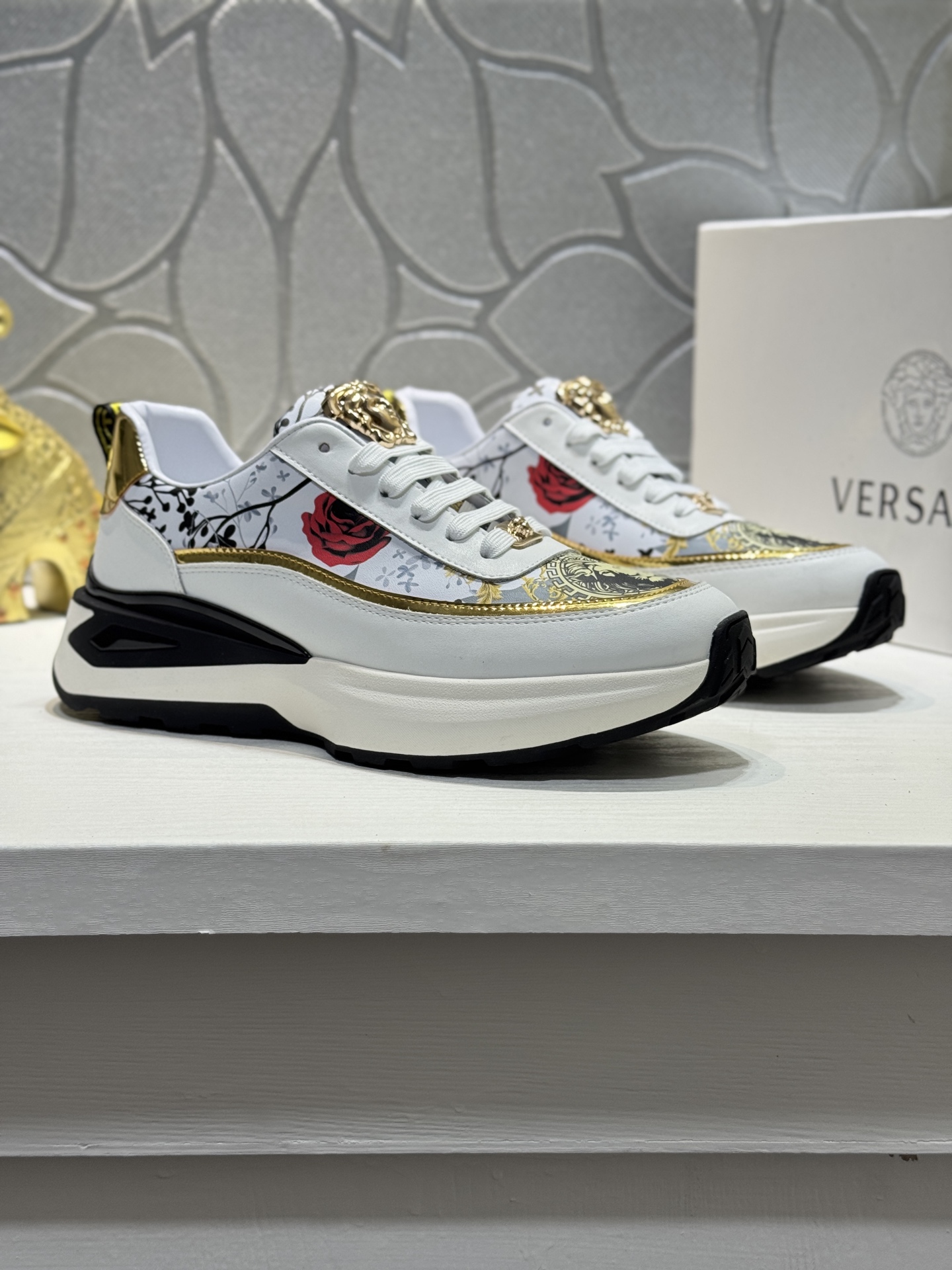 Versace Medusa Leather Chunky Sneakers Multicolor