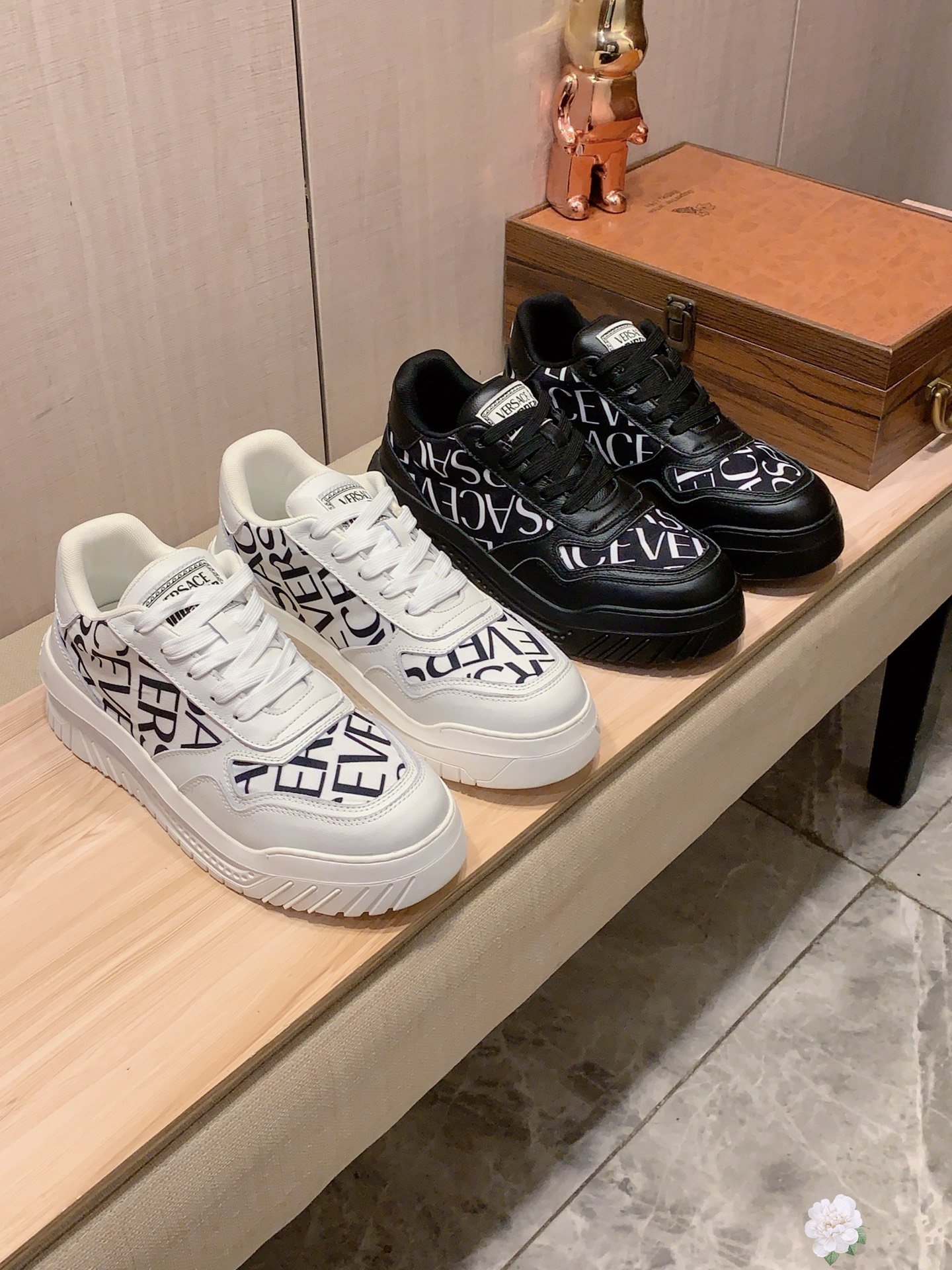 Versace Logo Print Sneakers Multicolor