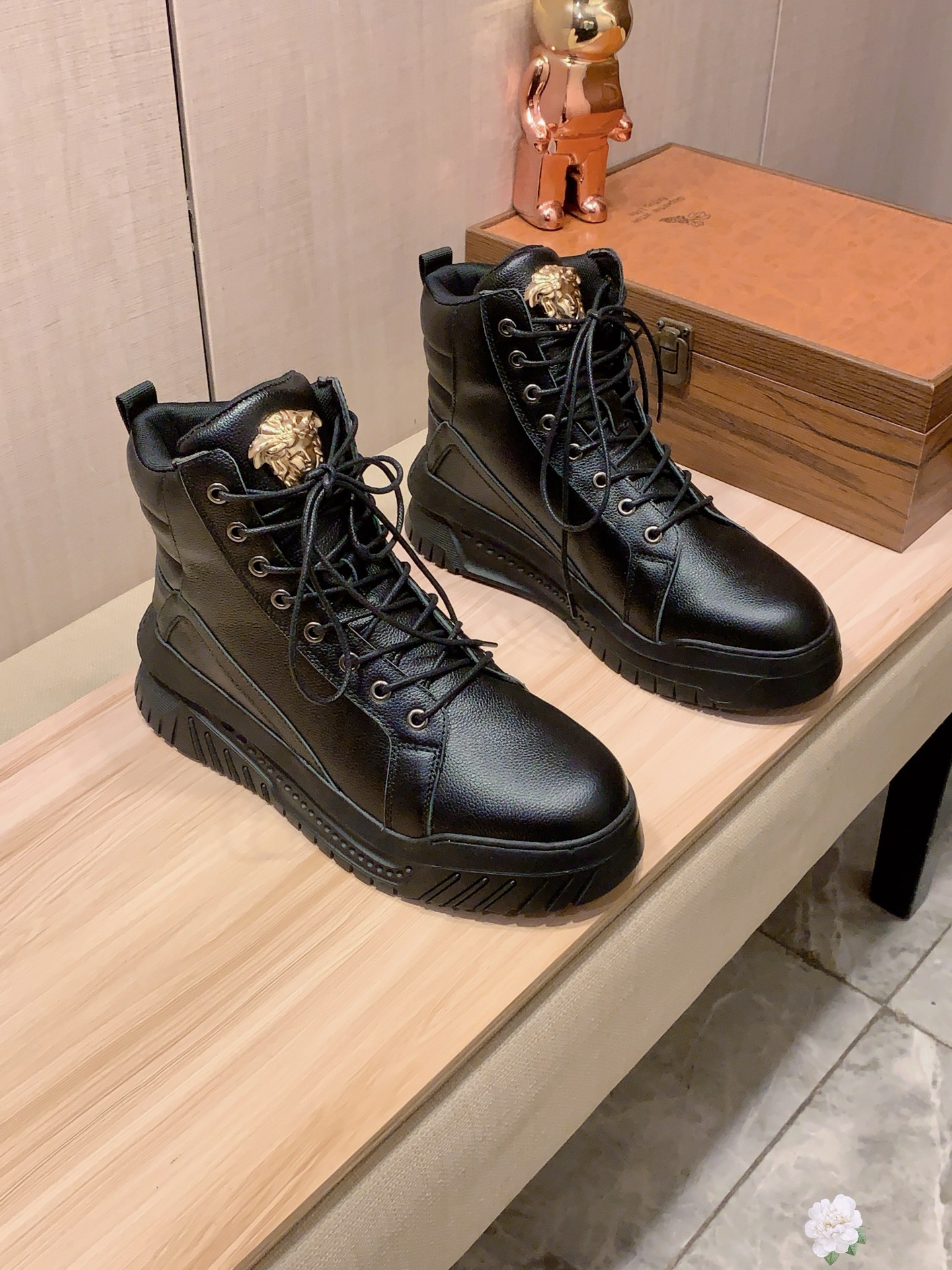 Versace Medusa High-Top Boots Black