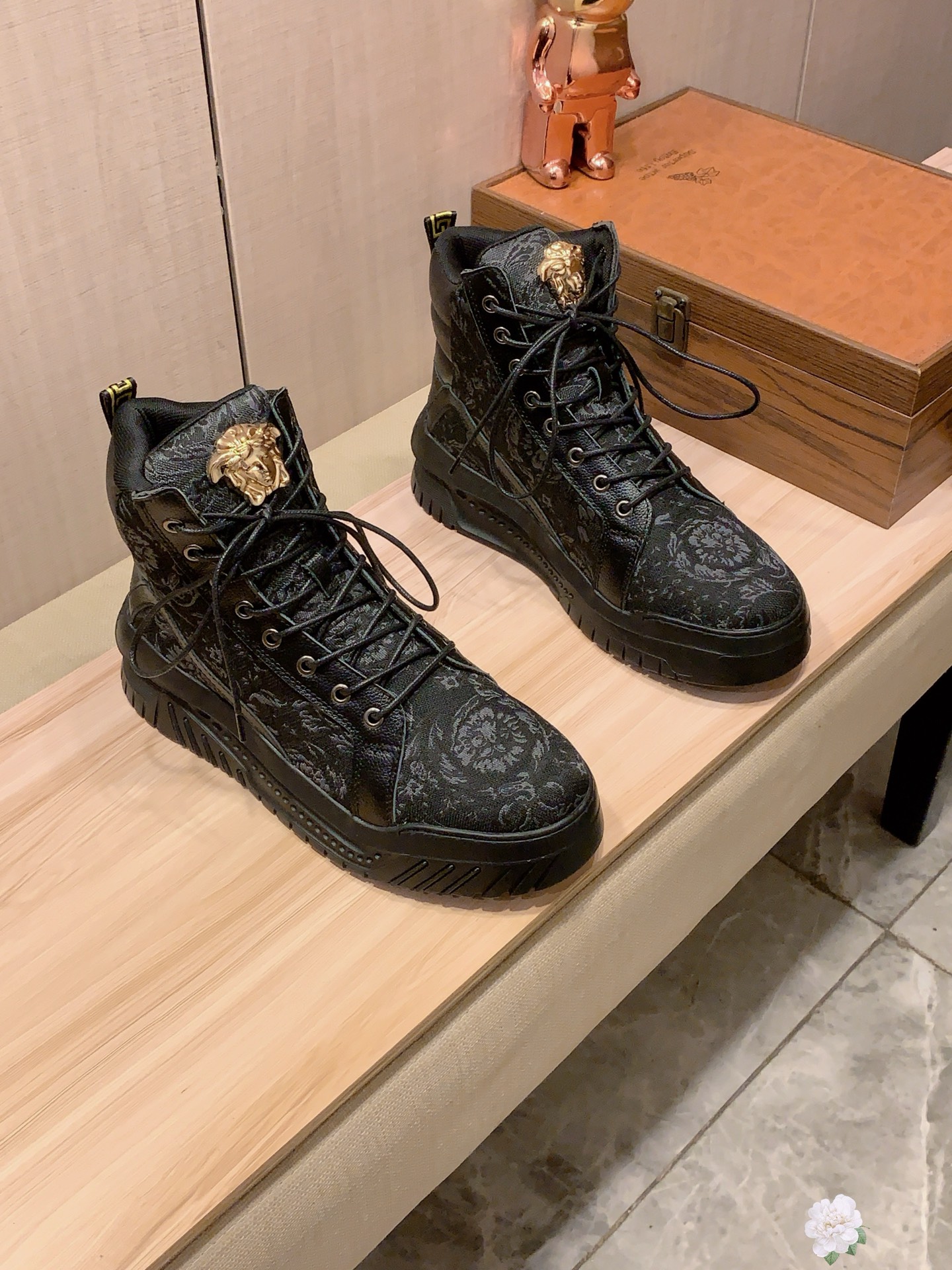 Versace Medusa High-Top Boots Black