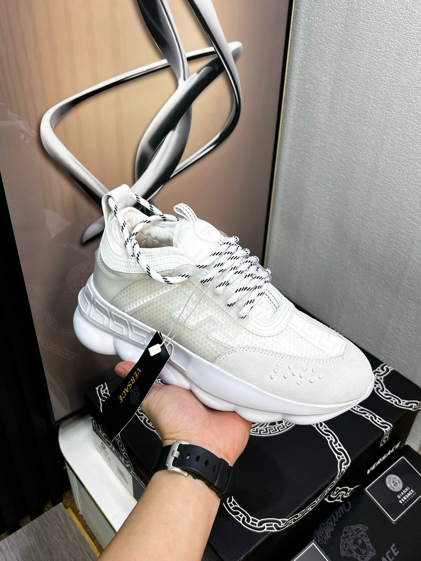 Versace Chunky Mesh Sneakers White