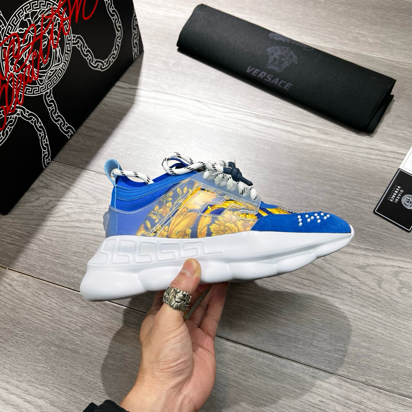 Versace Baroque Chunky Sneakers Blue