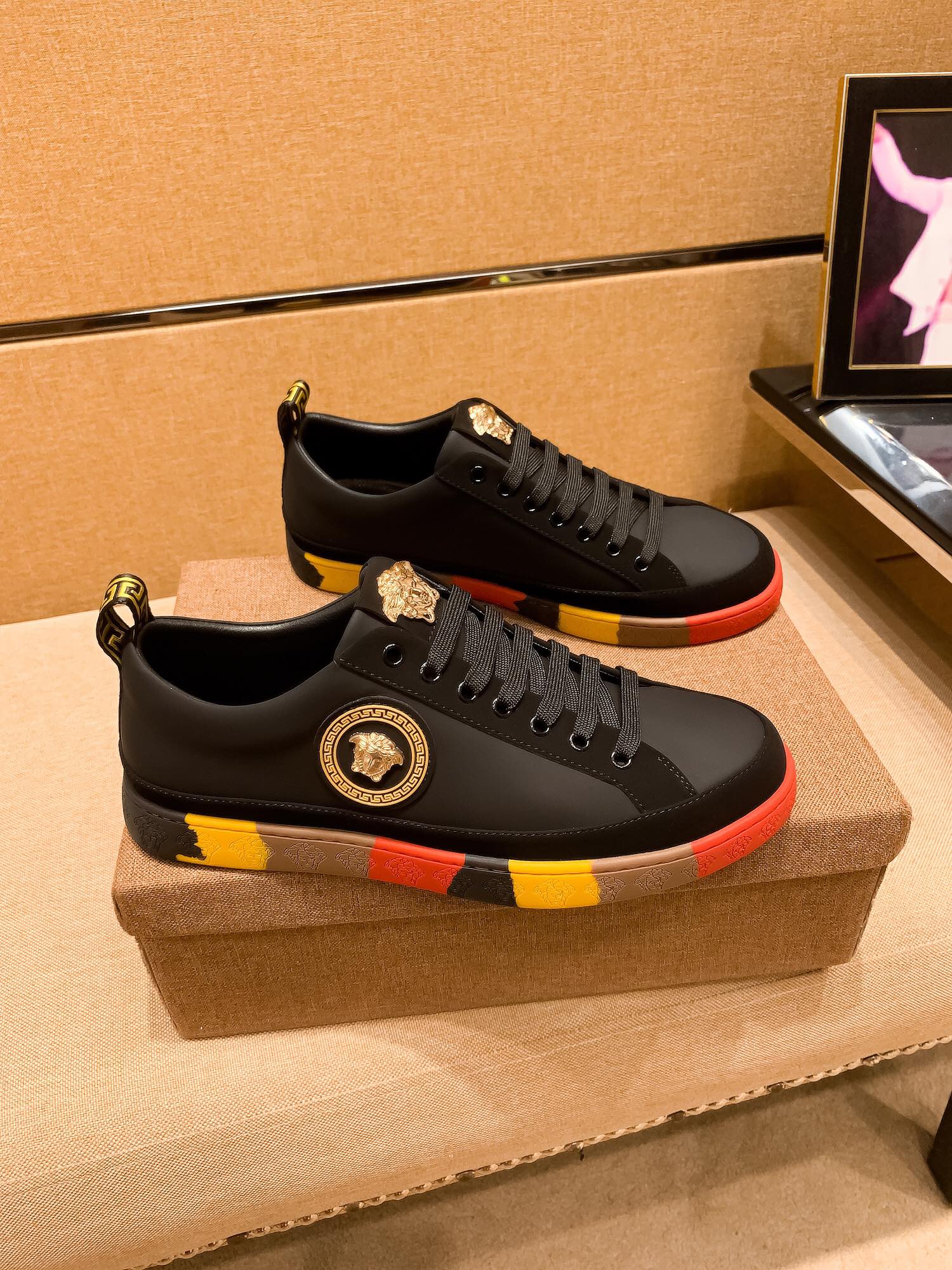Versace Medusa Leather Sneakers Black