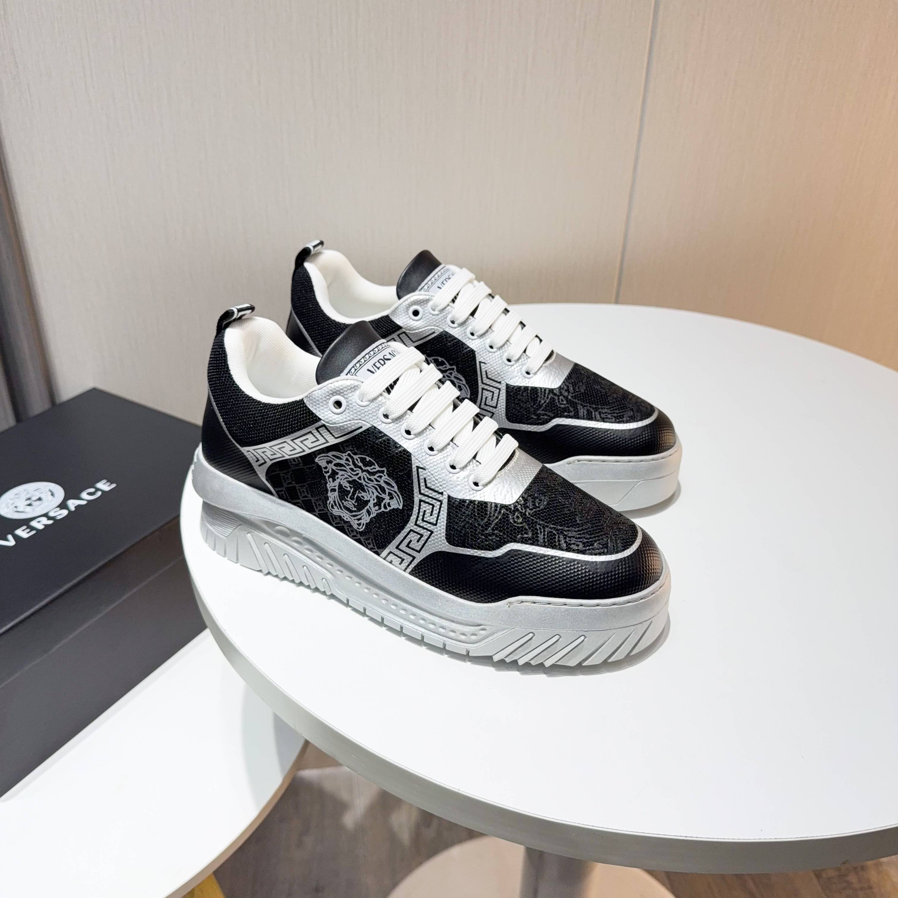 Versace Grace Labyrinth Knit Sneakers Black/Silver