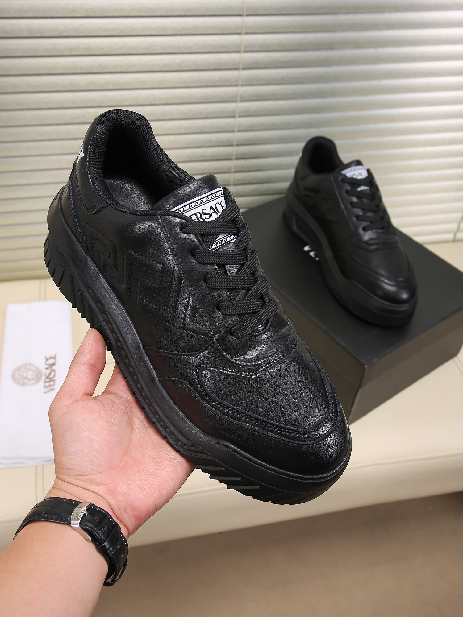 Versace Greca Low-Top Sneaker Black