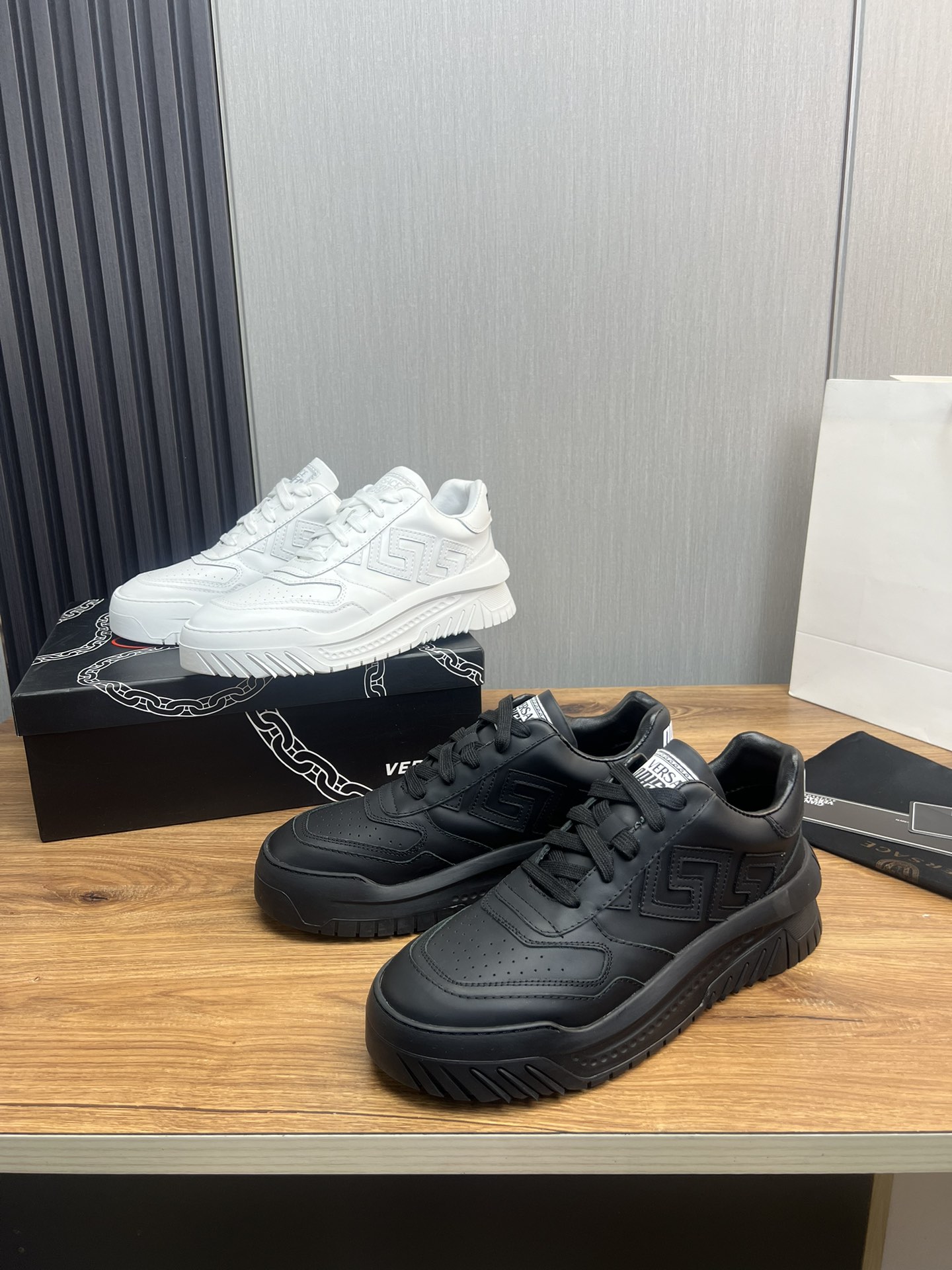 Versace Leather Casual Sneakers Black