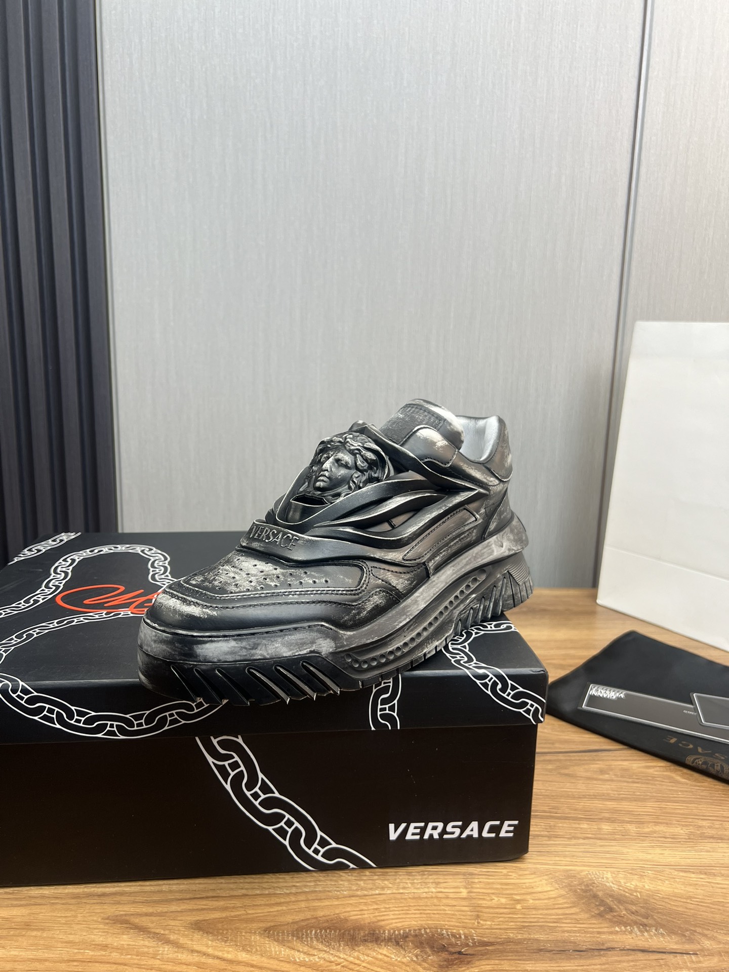 Versace Medusa Leather Sneakers Black