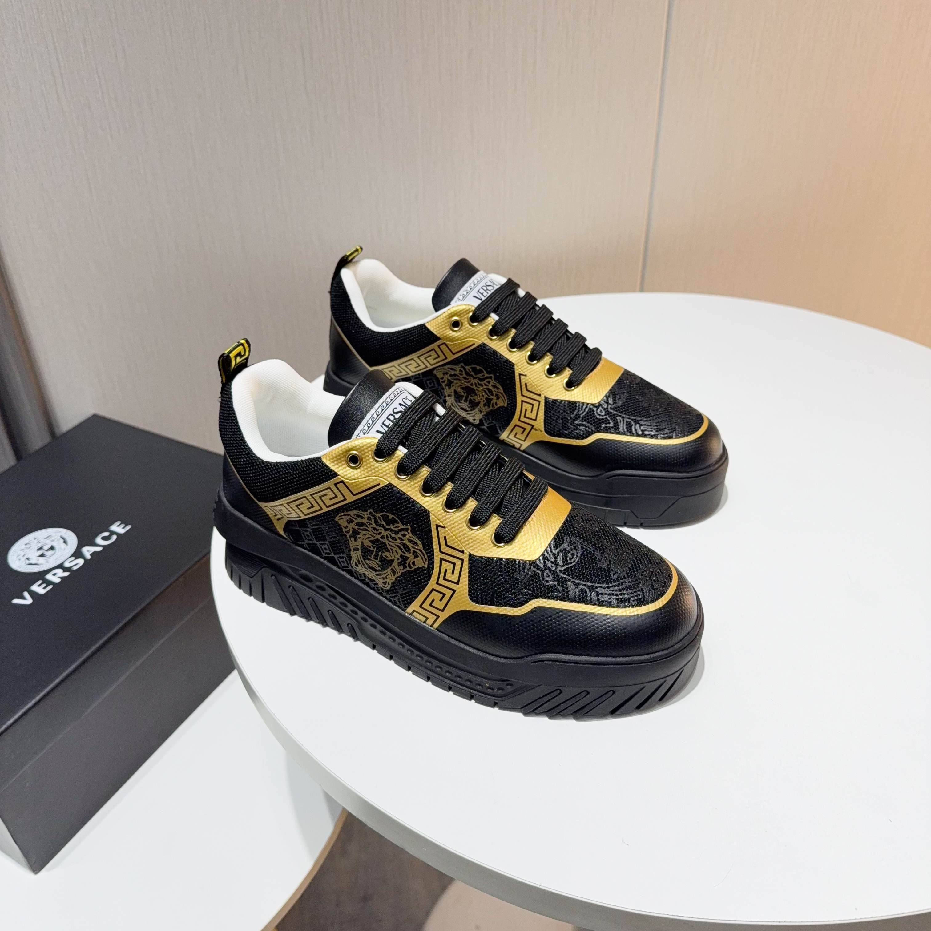 Versace Grace Labyrinth Knit Sneakers Black/Gold