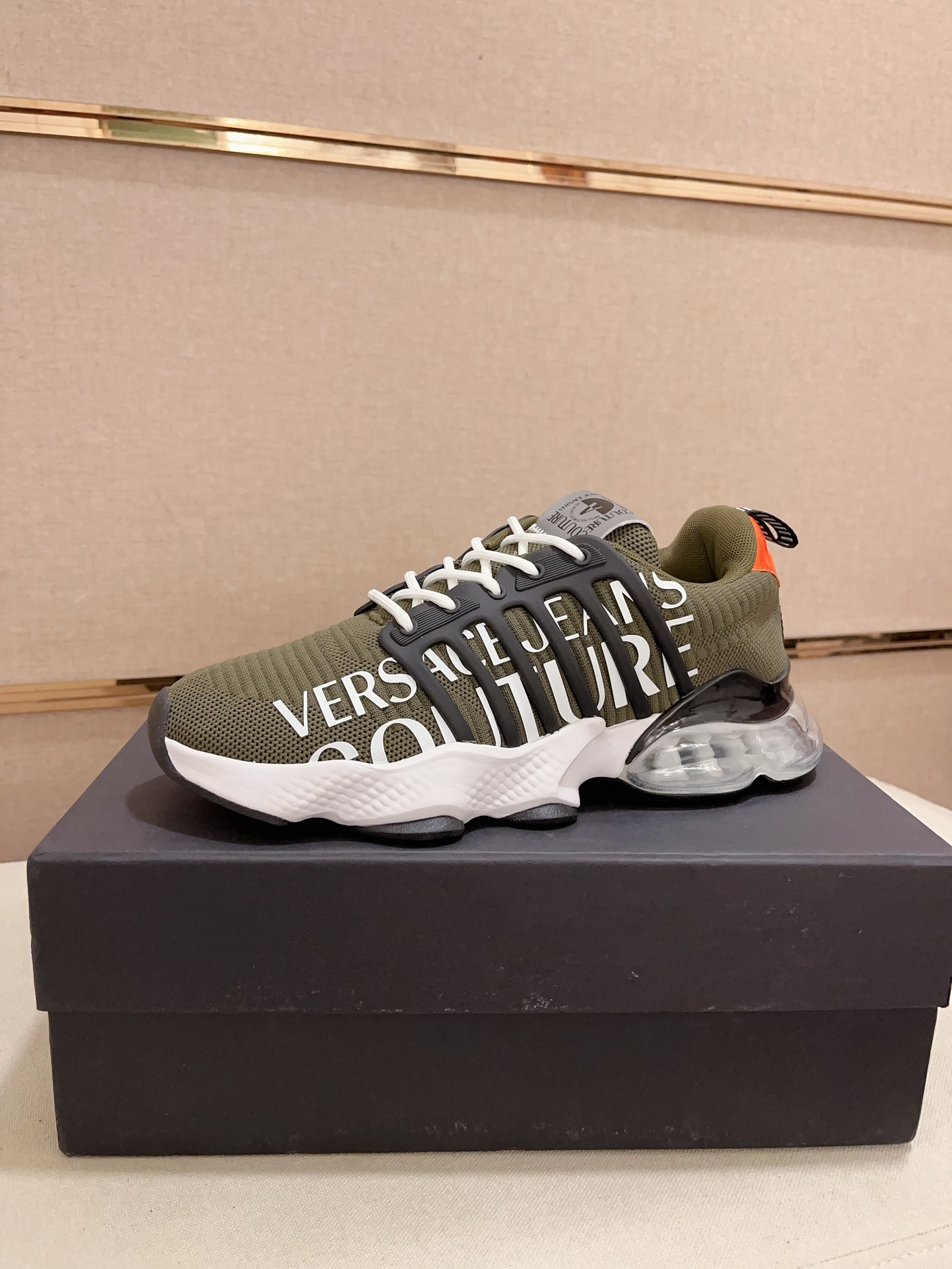 Versace Knit Bubble Sole Sneakers Olive