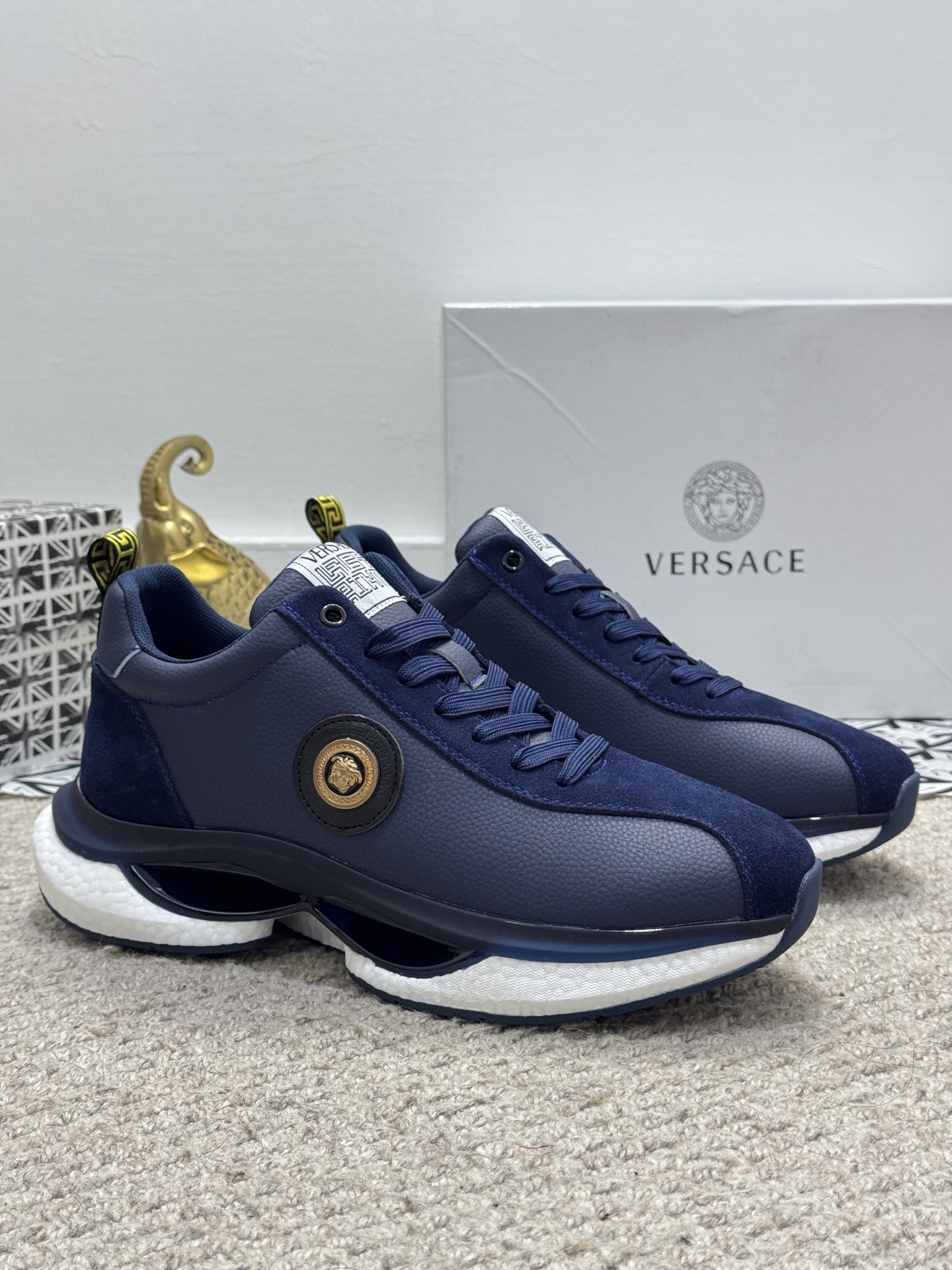Versace Low-Top Runner Sneakers Navy
