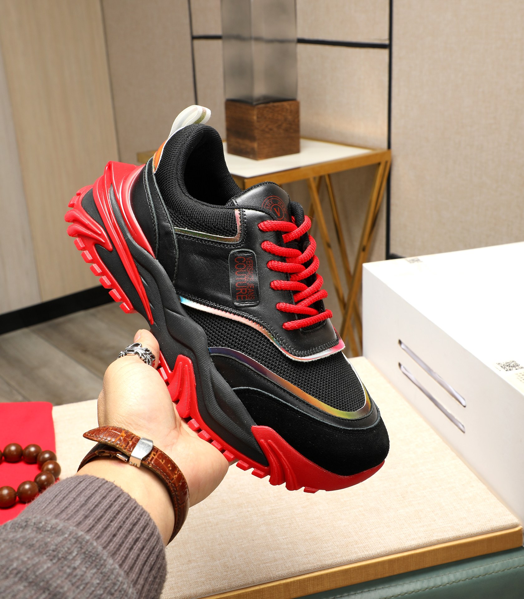 Versace Couture Chunky Sneakers Black/Red