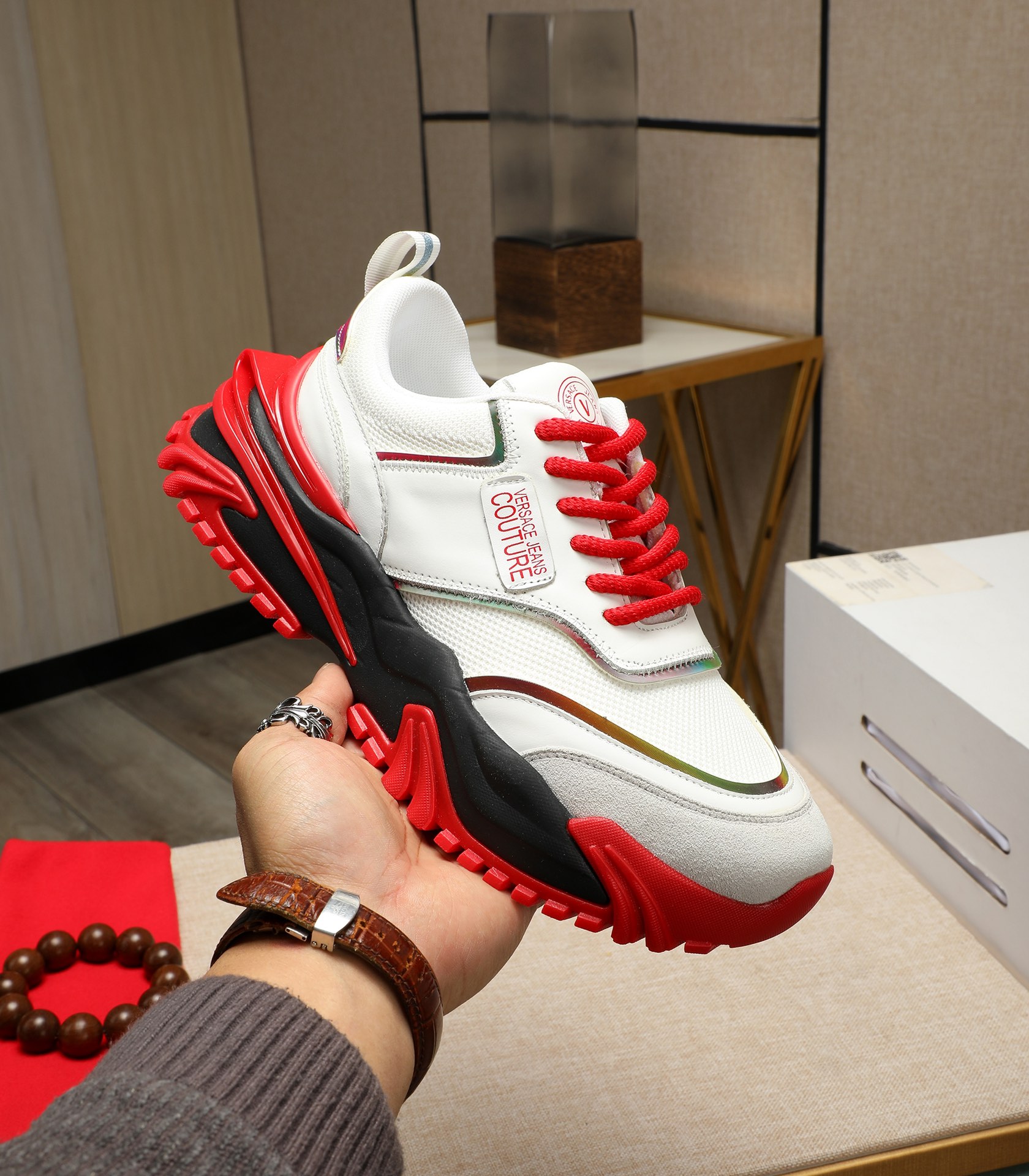 Versace Couture Chunky Sneakers White/Red