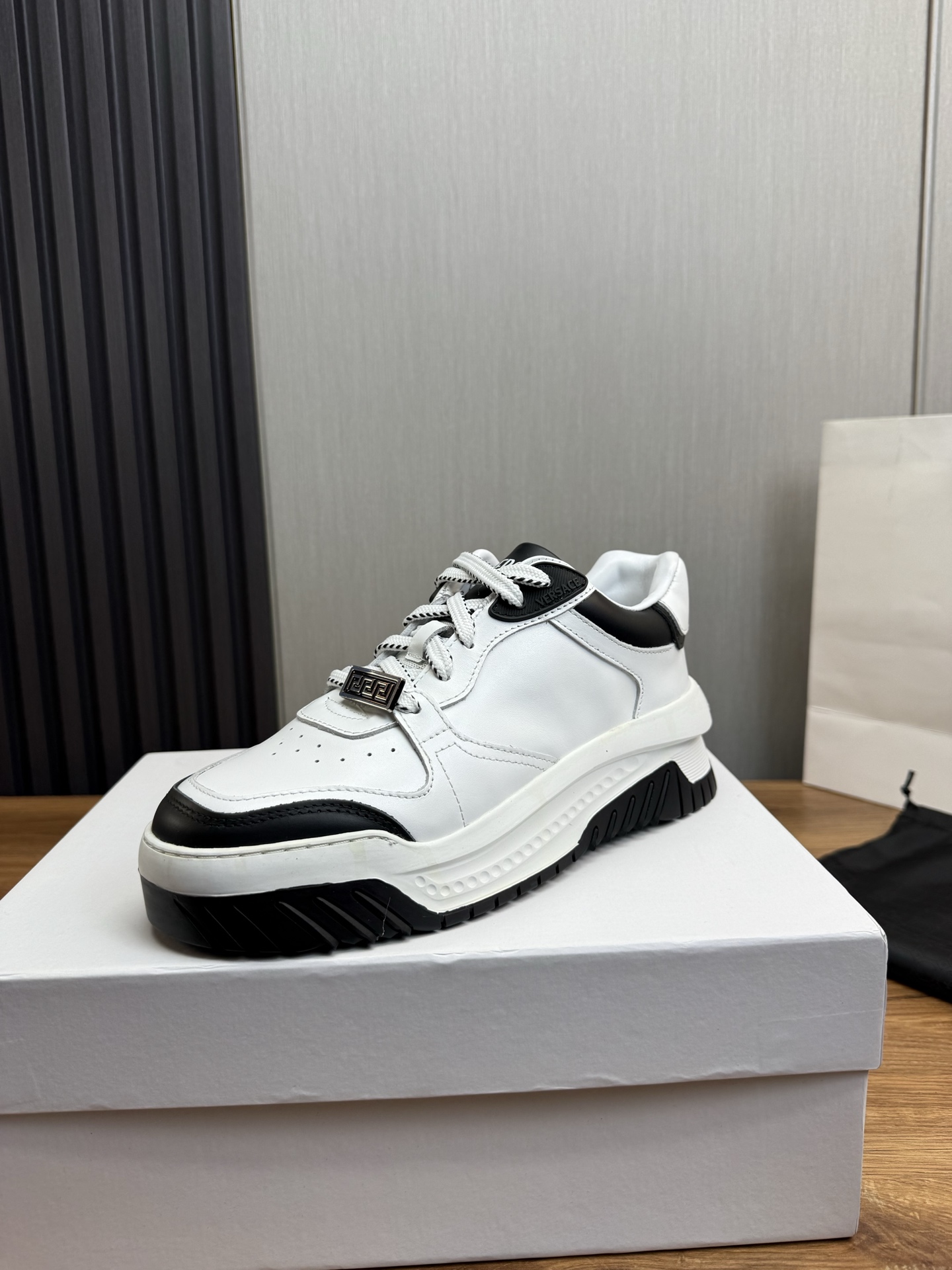 Versace Leather Chunky Sneakers White/Black
