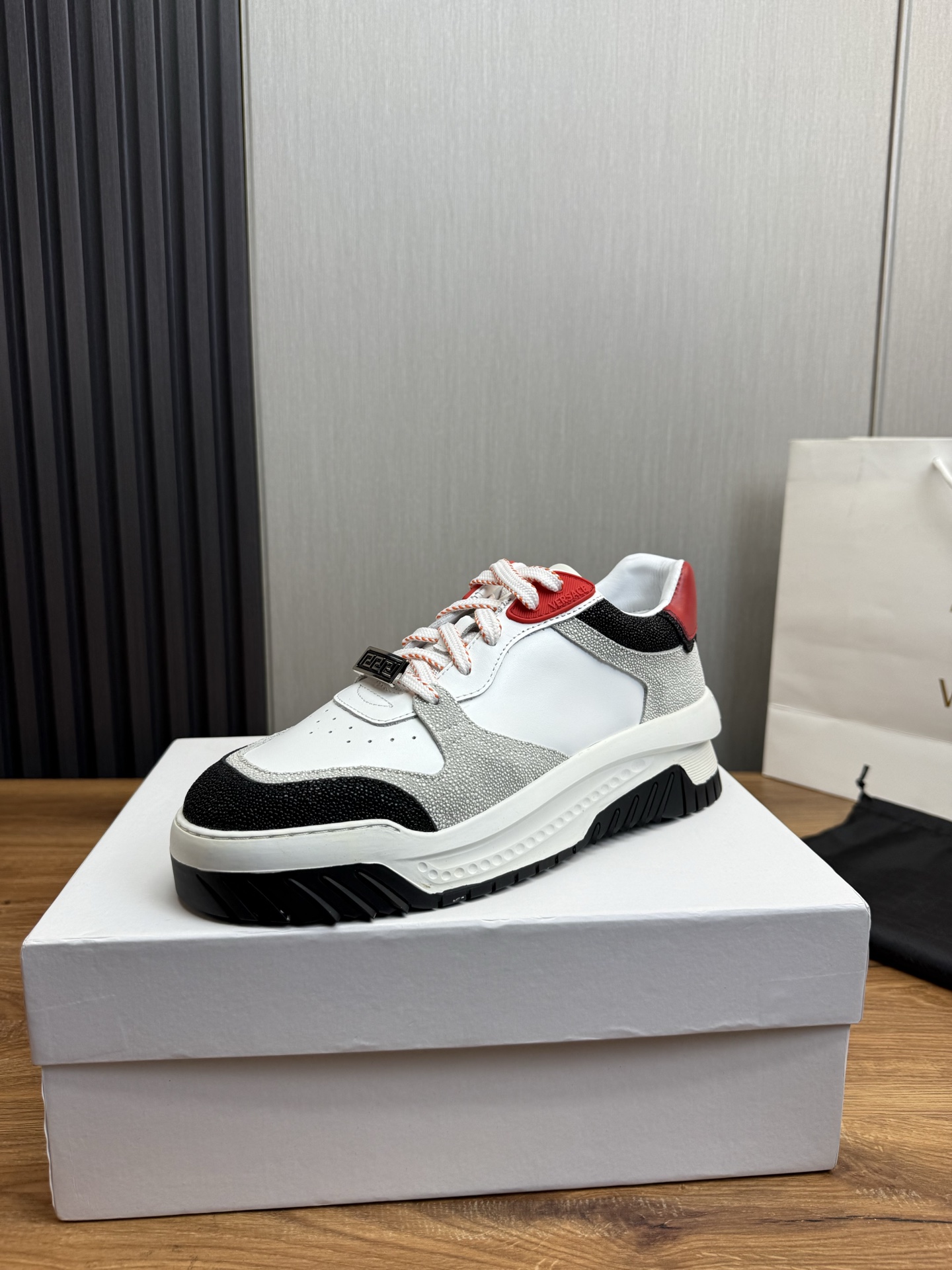 Versace Leather Casual Sneakers Multi-Color