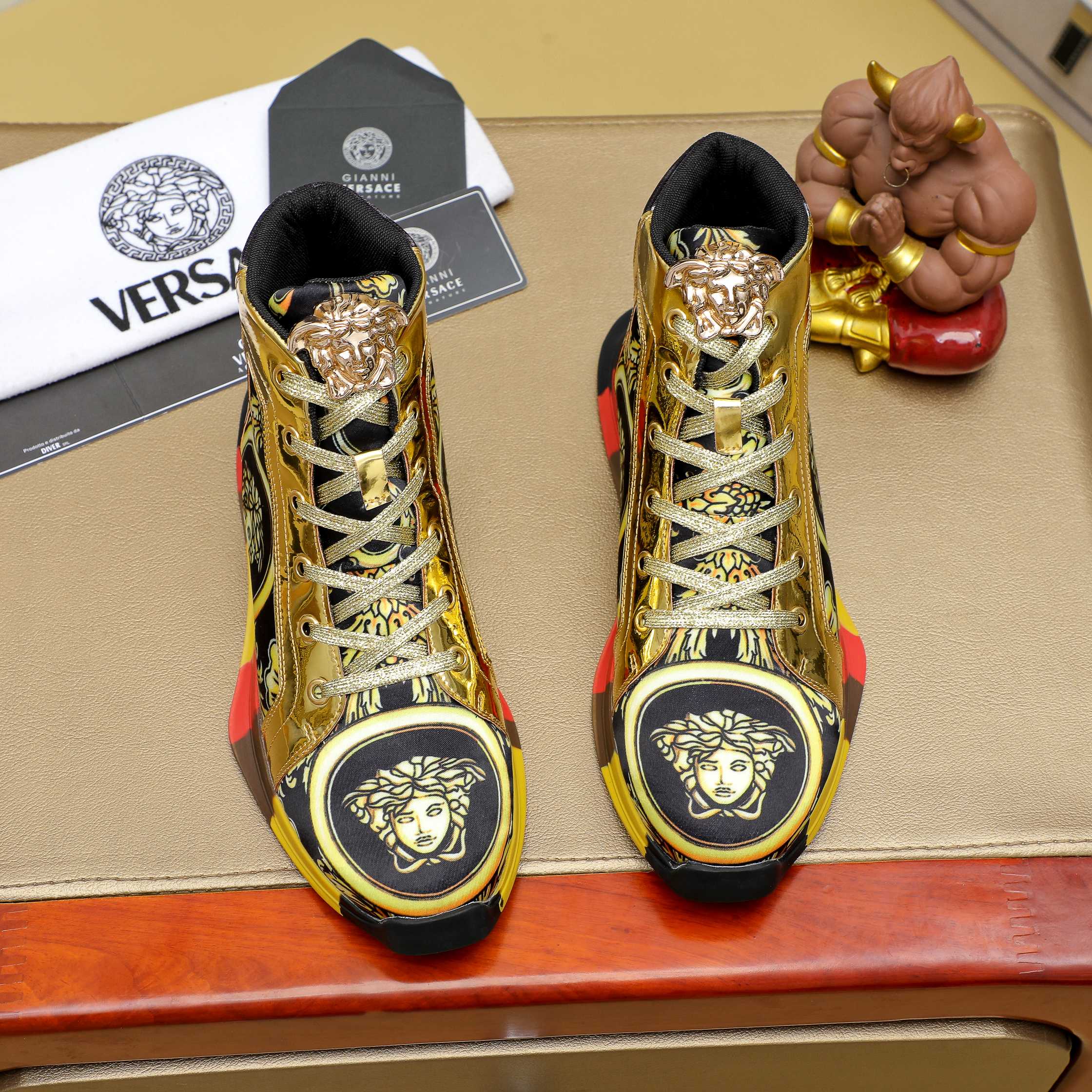 Versace Medusa High-Top Sneakers Gold