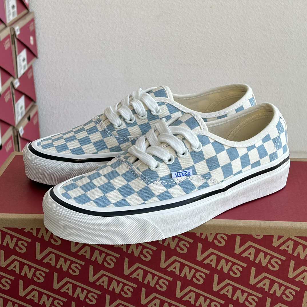 Vans Authentic 44 DX Checkerboard Skate Shoes Blue